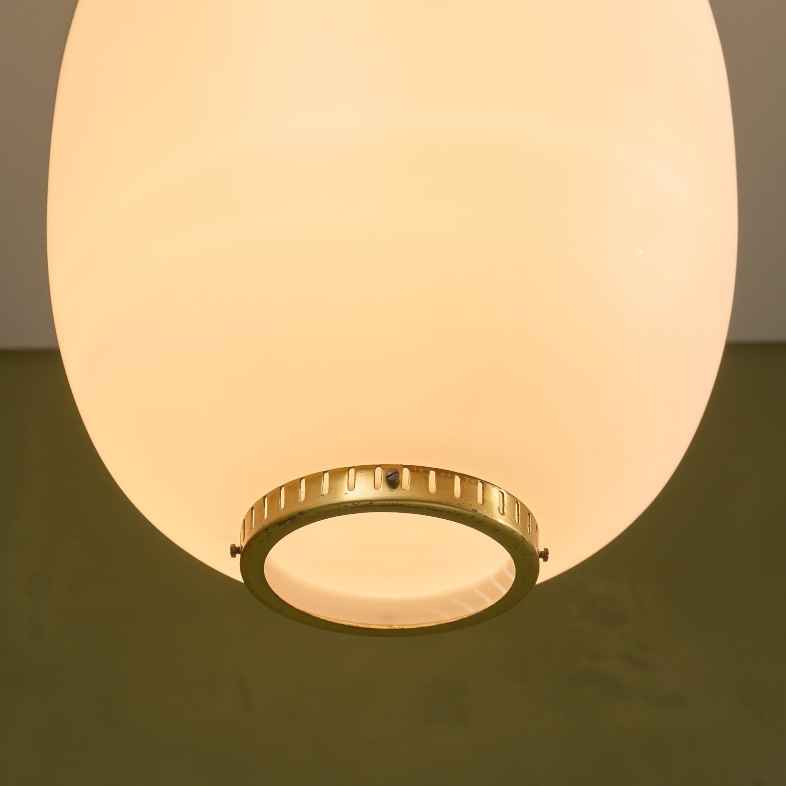 Bent Karlby, Large China Pedant in Opaline Glass and Brass by Lyfa, Denmark, 1960s