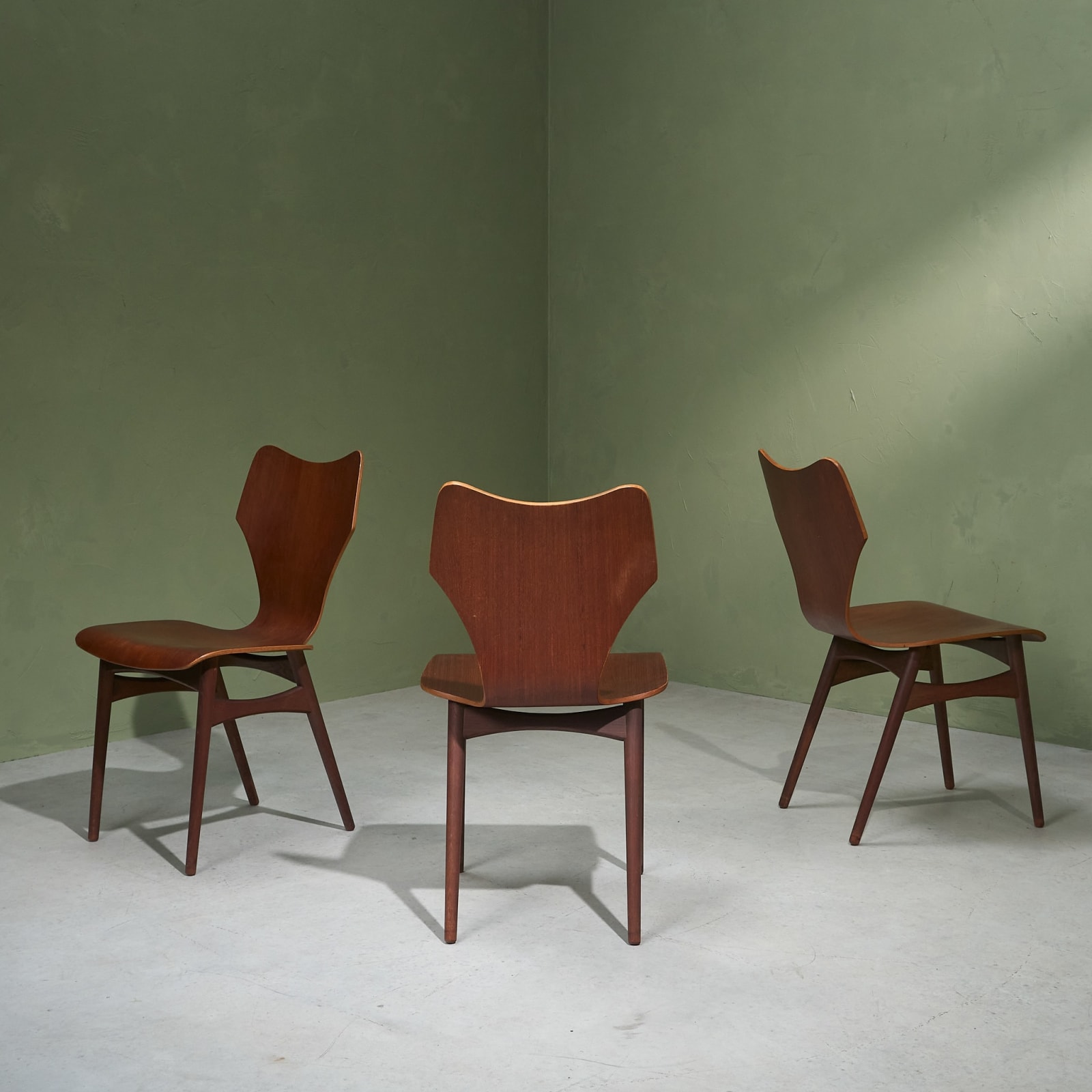 Set of 6 Dining Chairs in Solid Teak and Plywood, Scandinavia, 1960s