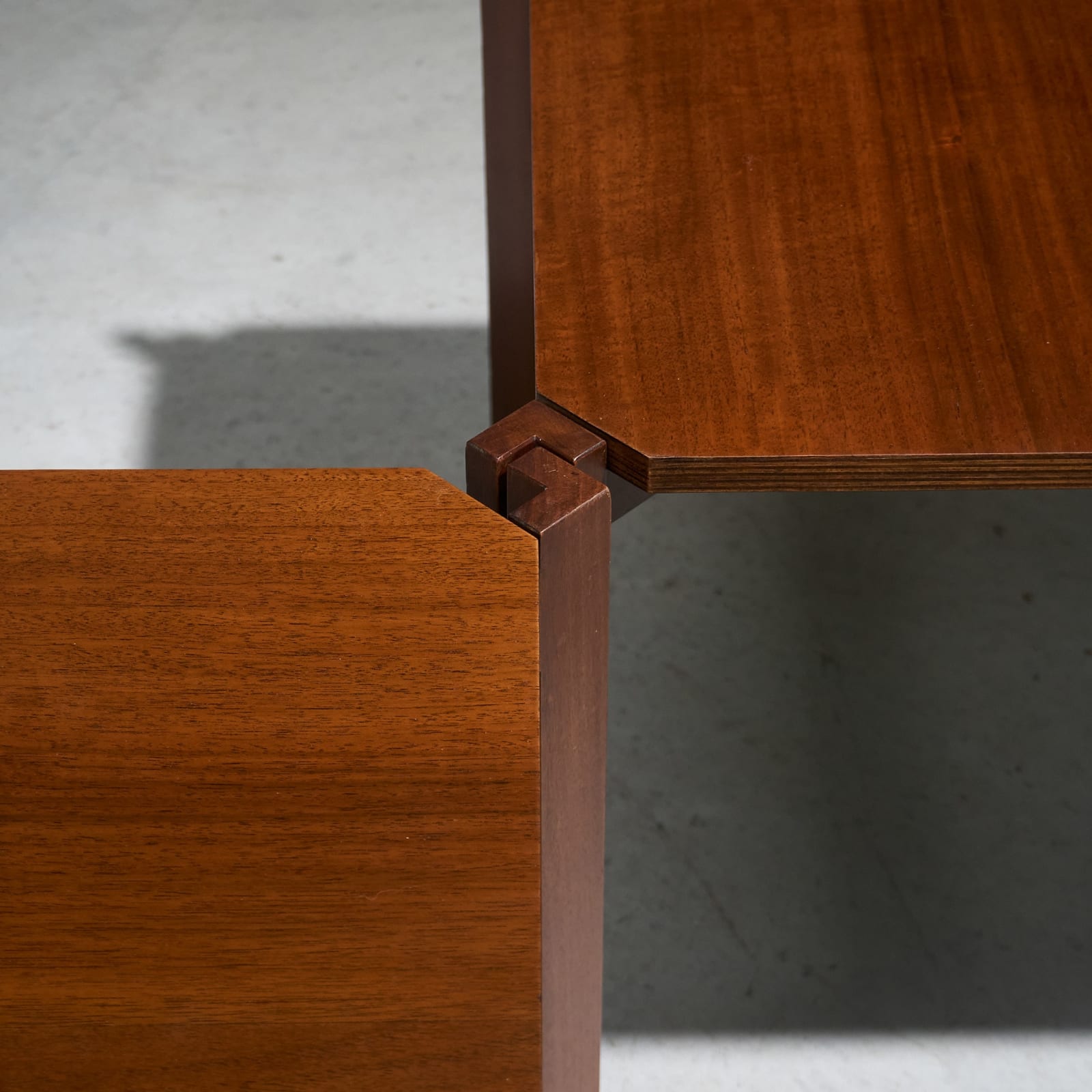 Stackable Pair of Side or Nesting Tables with Plywood Top, Italy, 1950s