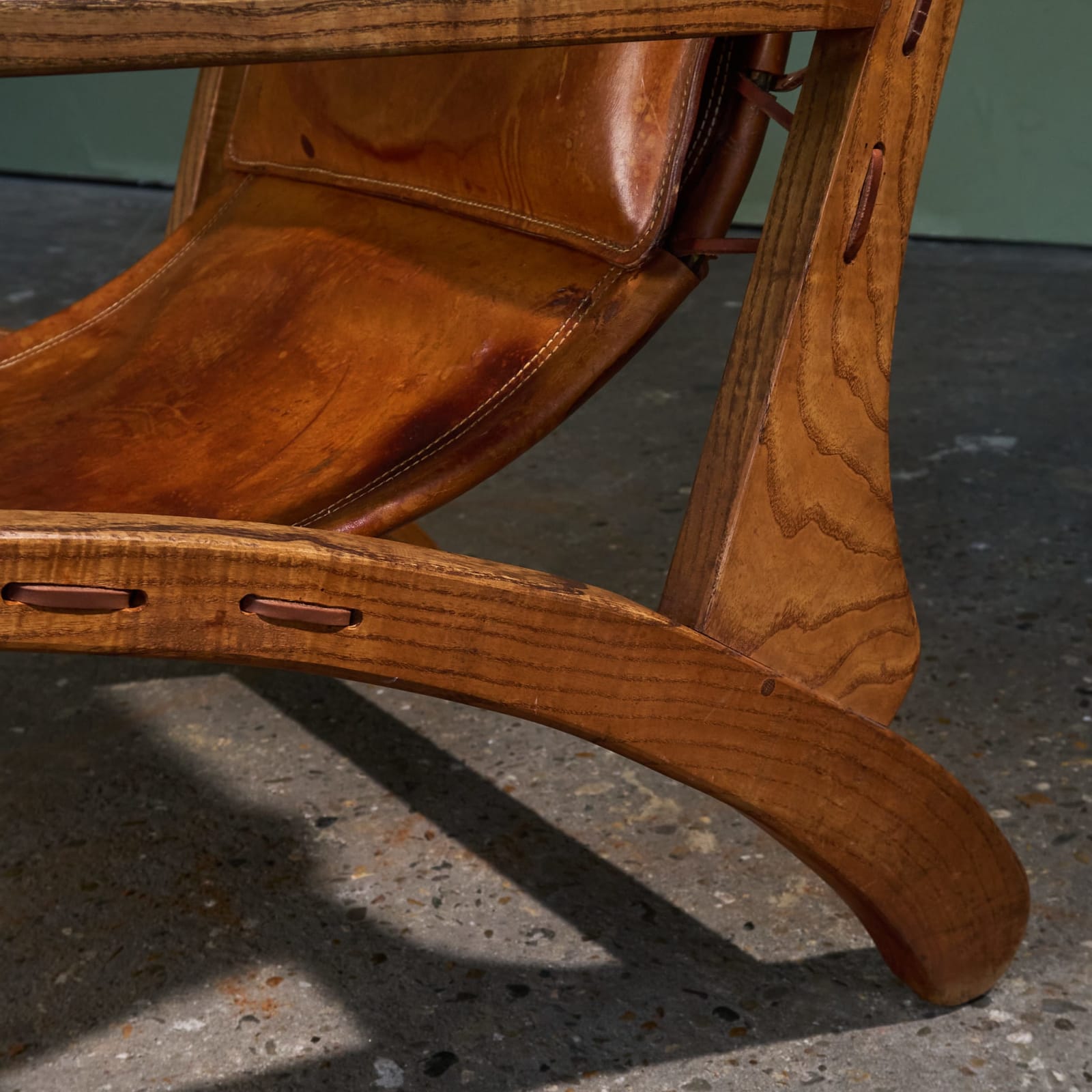 Stefan During, 'Lace' Lounge Chair in Solid Ash and Original Cognac Leather, The Netherlands, 1985