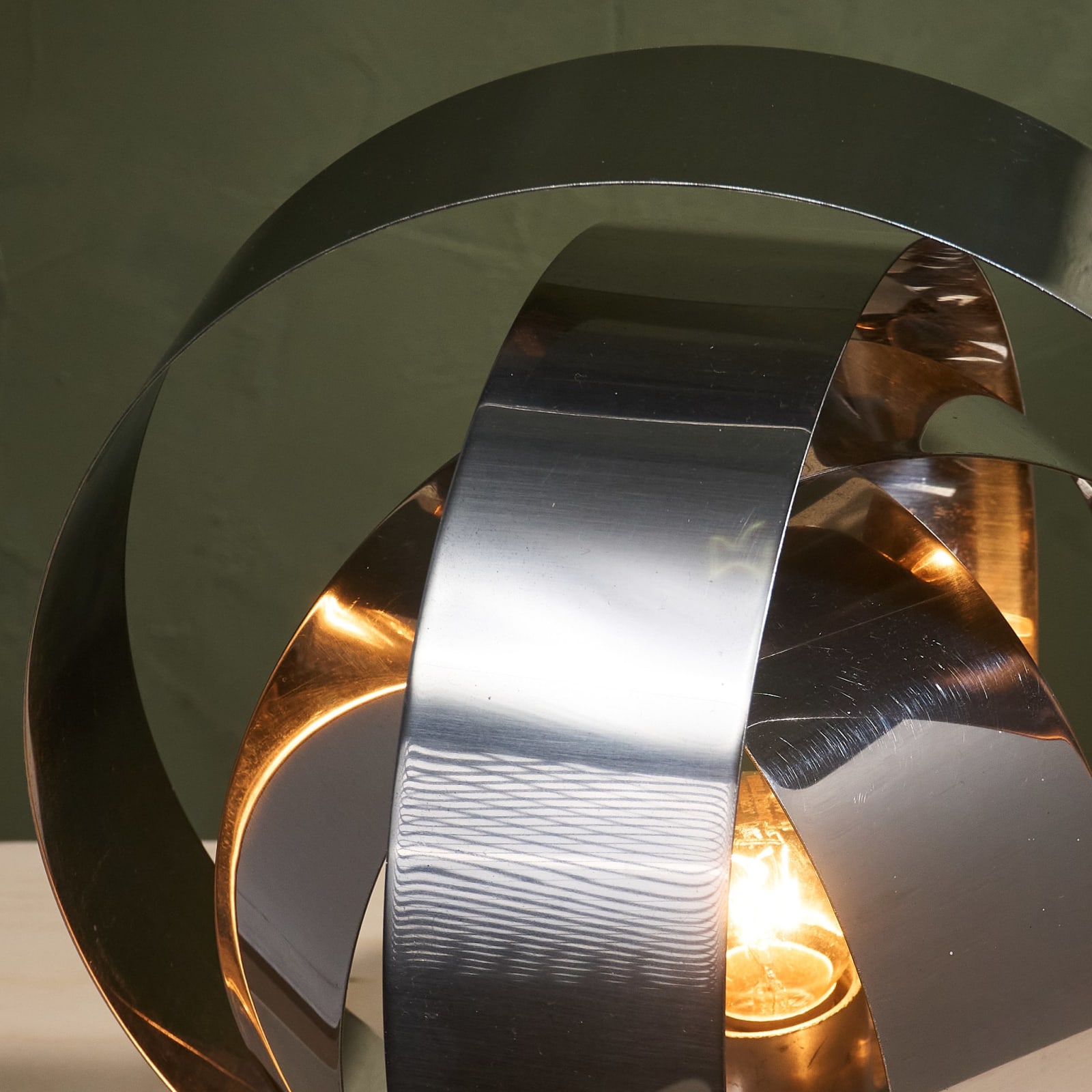 Unknown, Table Lamp with Chrome Concentric Circles, Italy, 1970s