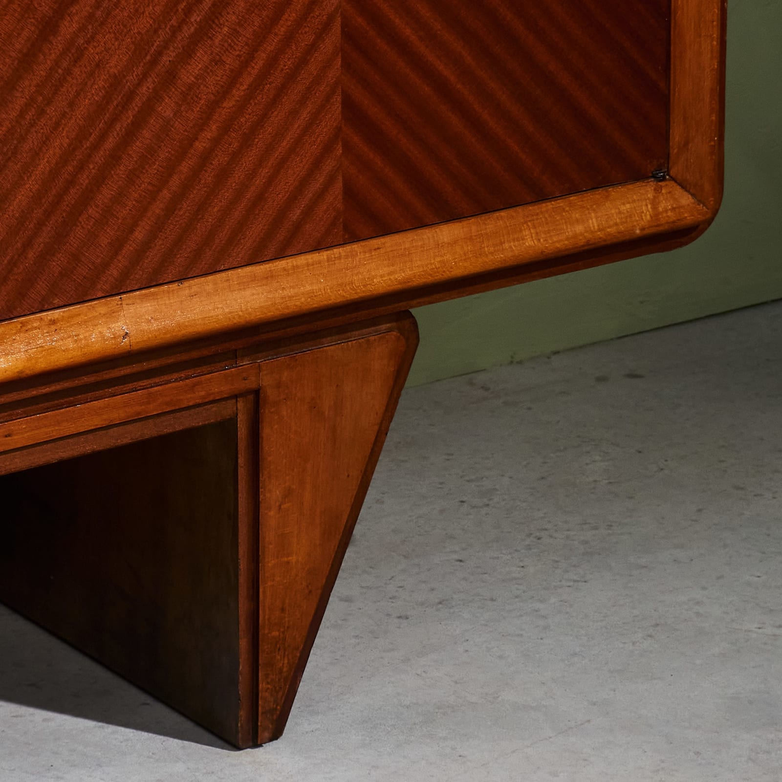 Graphical Sideboard with Inlayed Wooden Details and Brass, Italy, 1940s