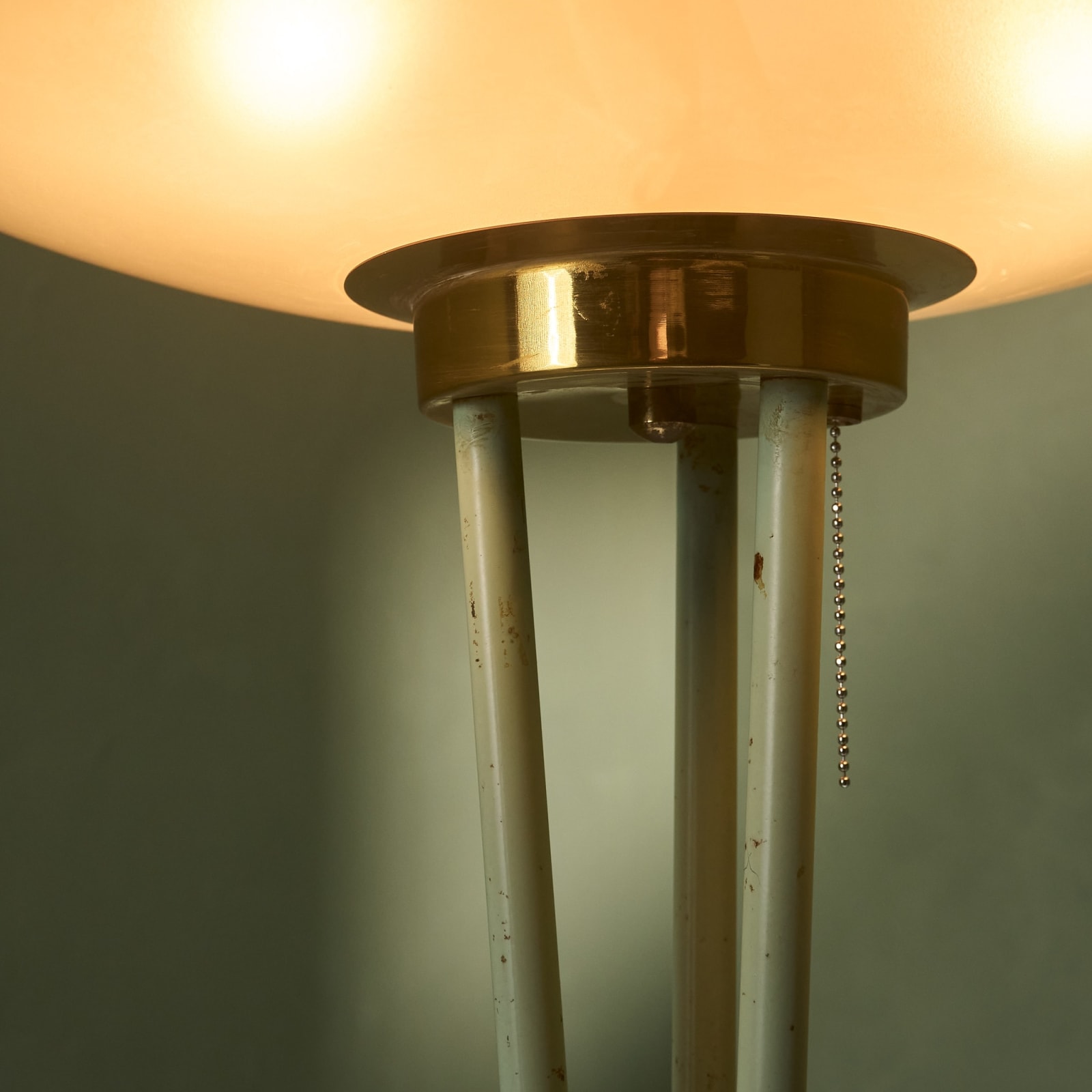 Stilnovo, Sage Green Lacquered Floor Lamp with Brass Details, Italy, Circa 1955