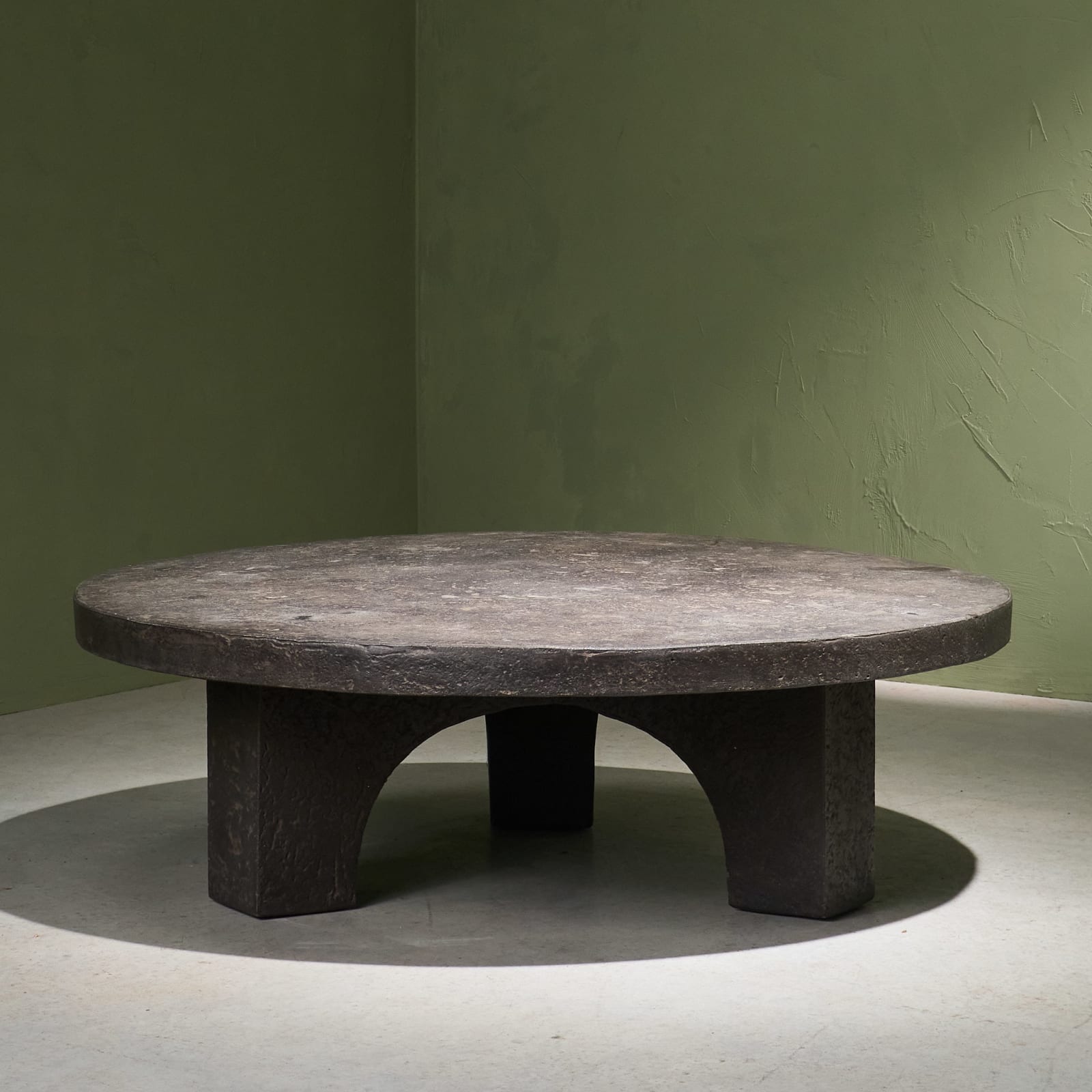 Circular Brutalist Coffee Table in Stone Composite Resin, Europe, 1970s