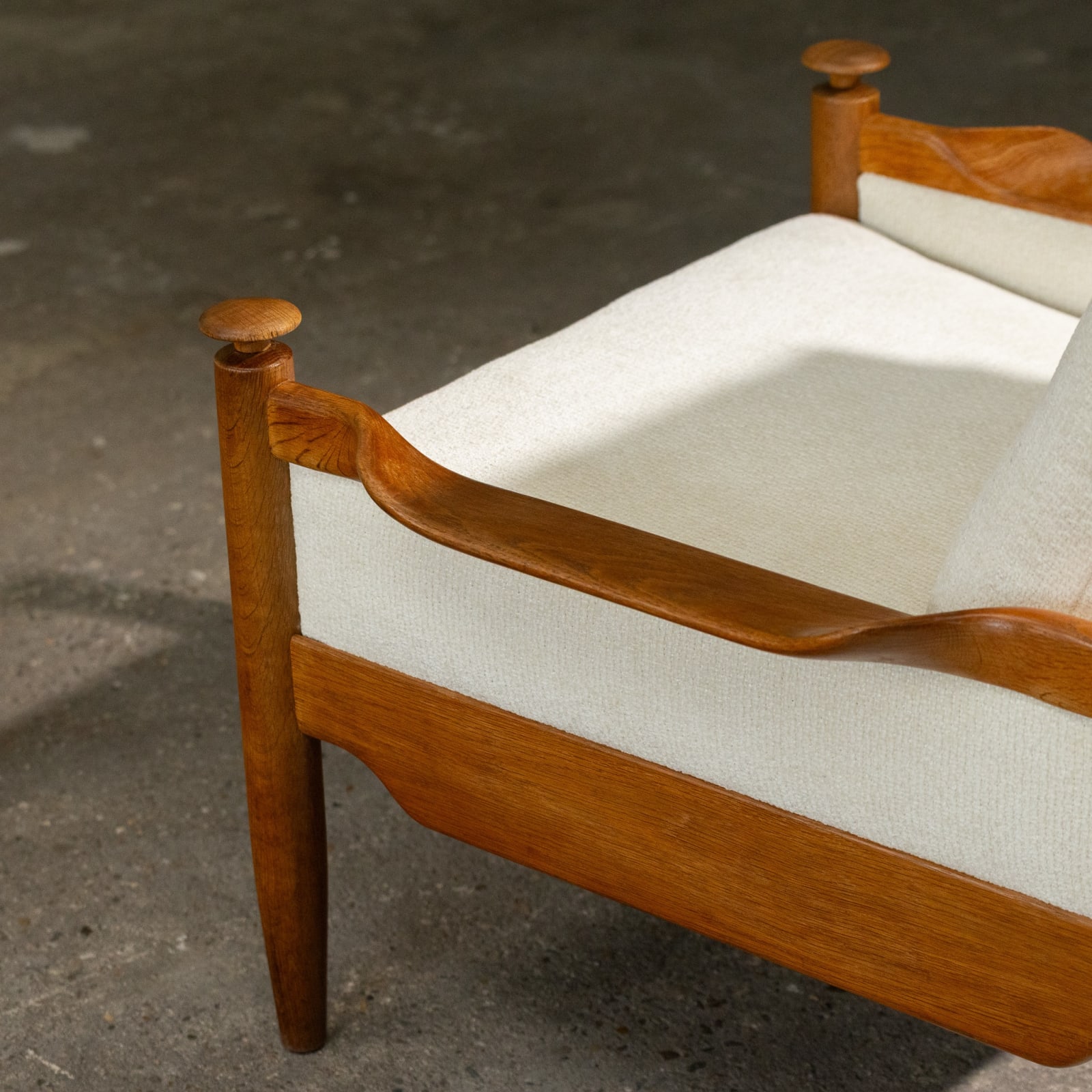 Pair of Lounge Chairs in Off White Upholstery, Scandinavian, 1960-1970s
