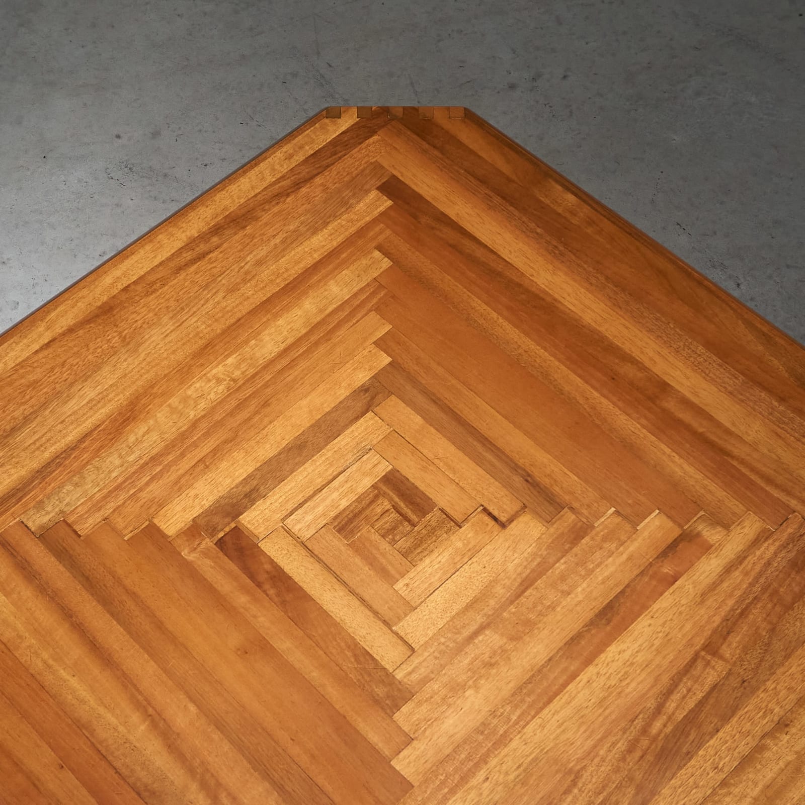 Coffee Table in Solid Italian Walnut with Geometric Inlayed Pattern, 1950s