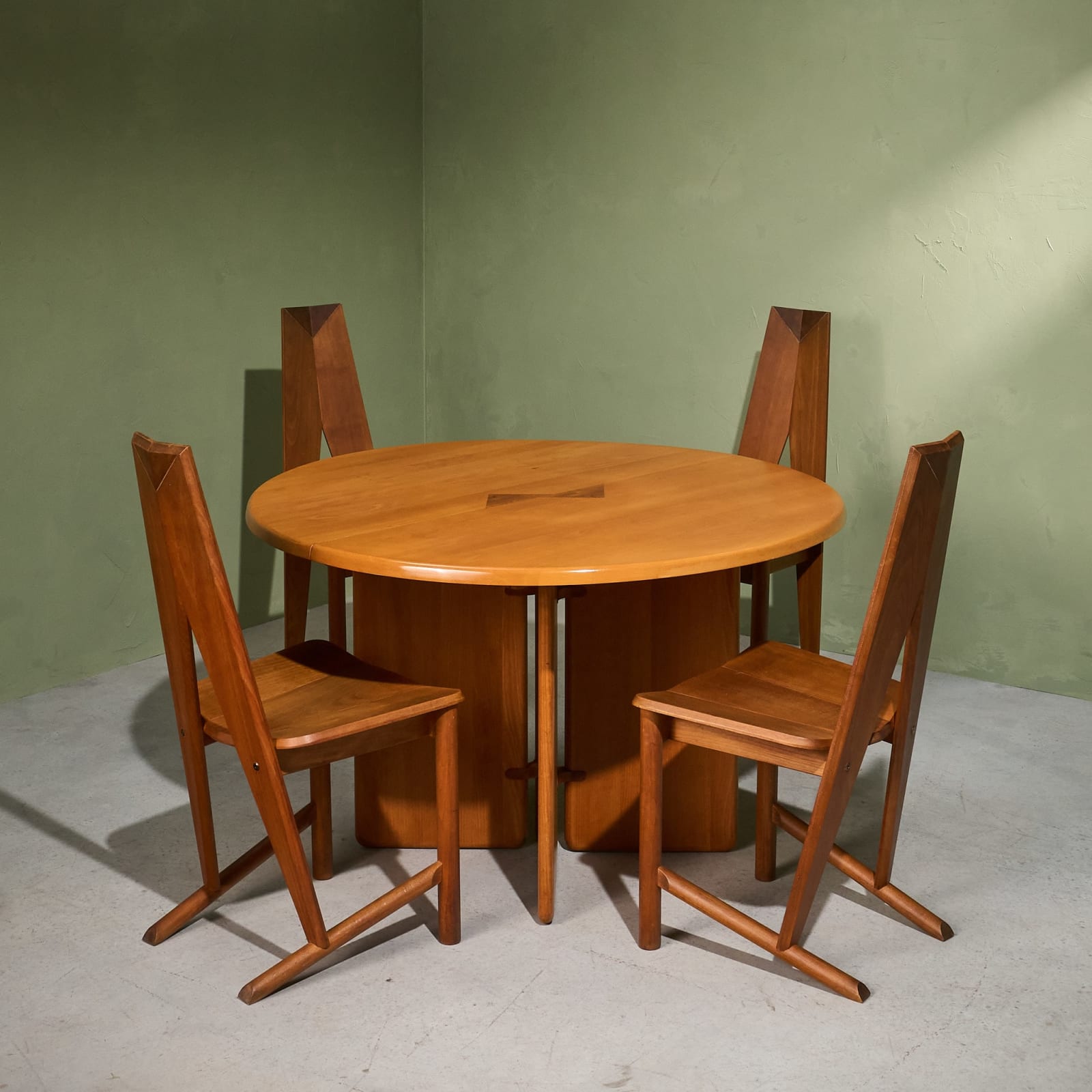 Søren Nissen and Ebbe Gehl, Dining Set, 4 Chairs with Extendable Dining Table, for Seltz, France, 1980