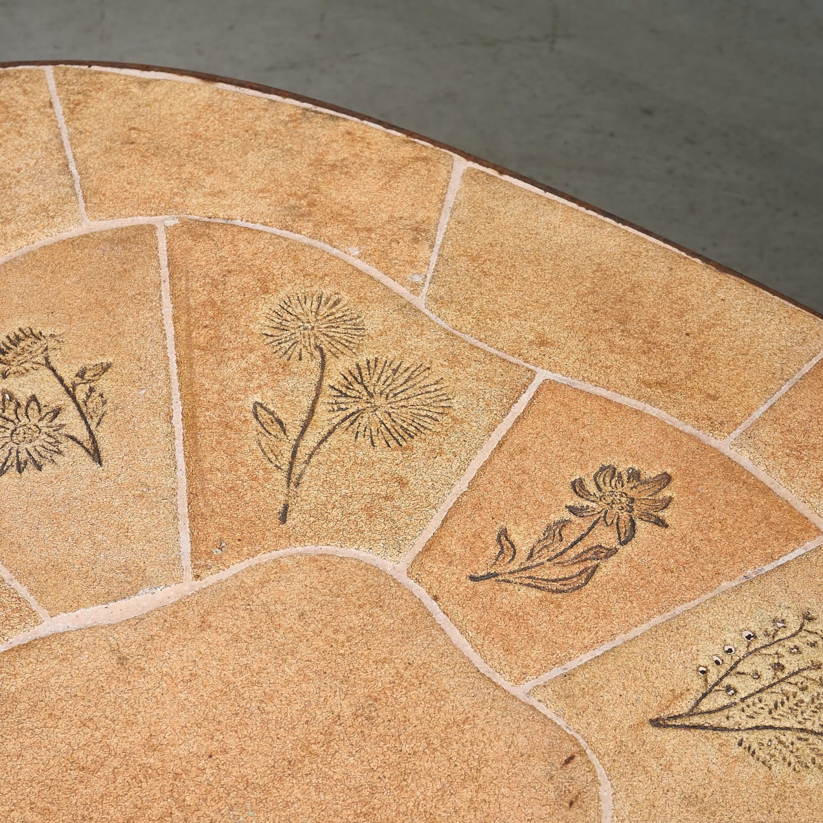 Barrois, Organic Shaped Coffee Table with Ceramic tiles and Steel frame, France, 1960s