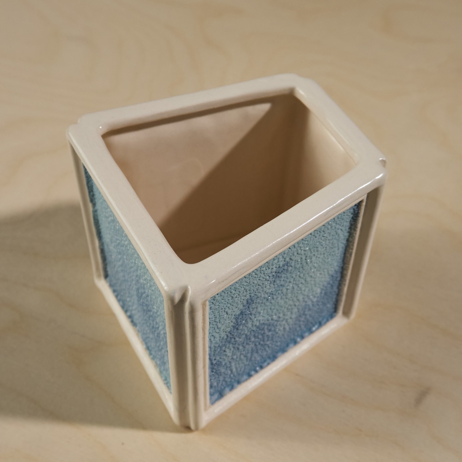 Eunsol Kim, 'Window' Series W2, Glazed Ceramic Sculpture in Beige and Blue, The Netherlands, 2025