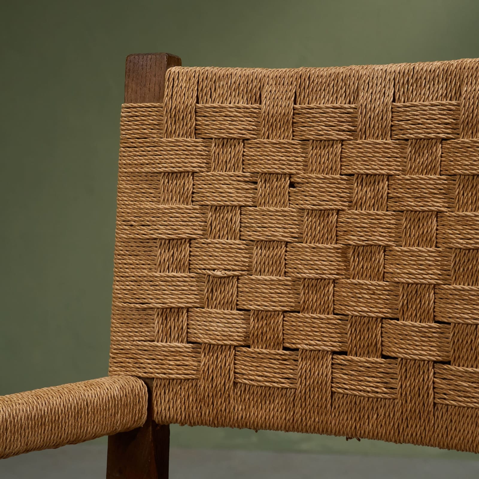 Pair of Arm Chairs with Oak Frame and Seagrass Webbing, Italy, 1940s