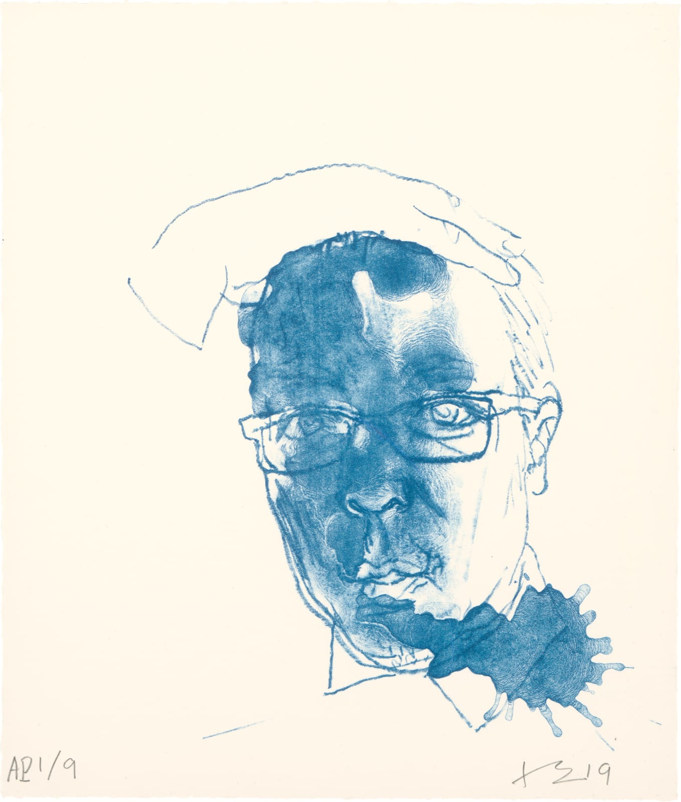 劉小東 LIU Xiaodong, 藍色自畫像 Blue Self Portrait Ed. 6、8、14、17、19/30, 2019