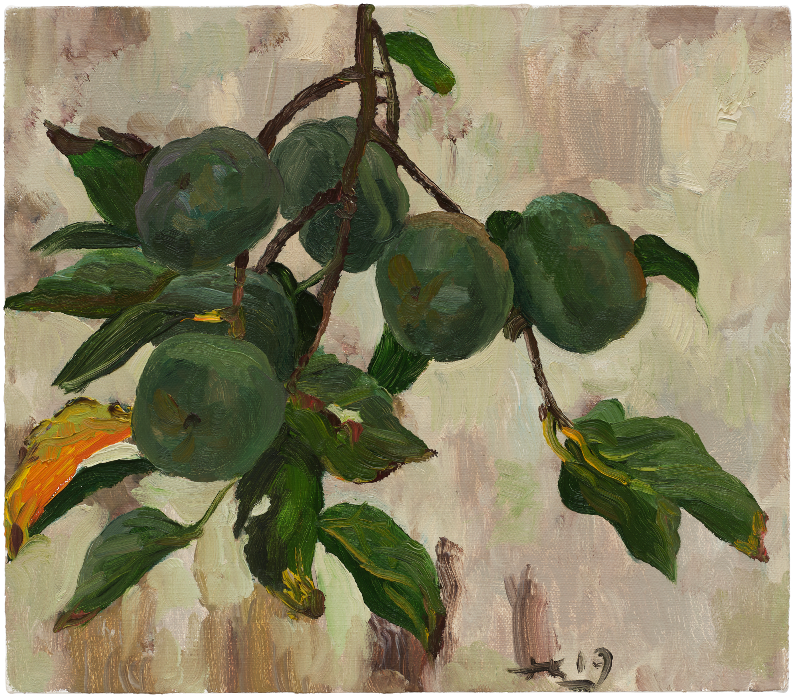 刘小东 LIU Xiaodong, 仲夏到深秋 六个柿子 From Midsummer to Late Autumn: Six Persimmons, 2019