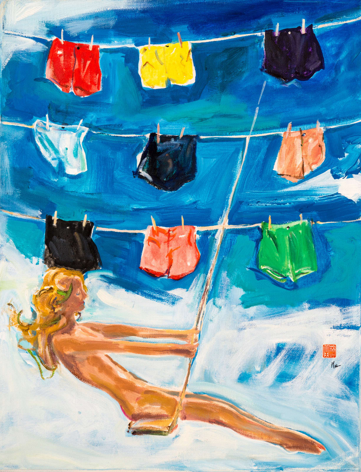 顧福生 Fu-Sheng KU, 洗衣天 Laundry Day, 1999