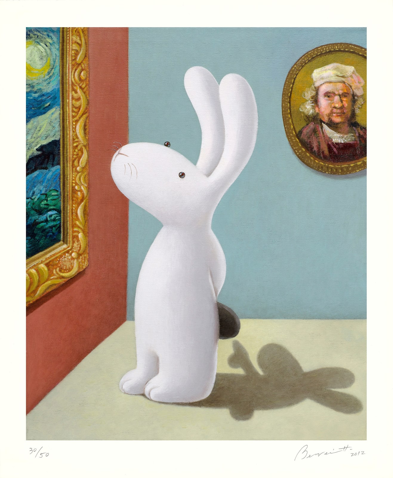 黃本蕊 Benrei HUANG, 基本素描課程—這裡畫太黑了，要不，牠就是隻長了個黑尾巴的小白兔罷！ Drawing lessen 101-this part is too dark, or, it's just a white bunny with a black butt, 2012