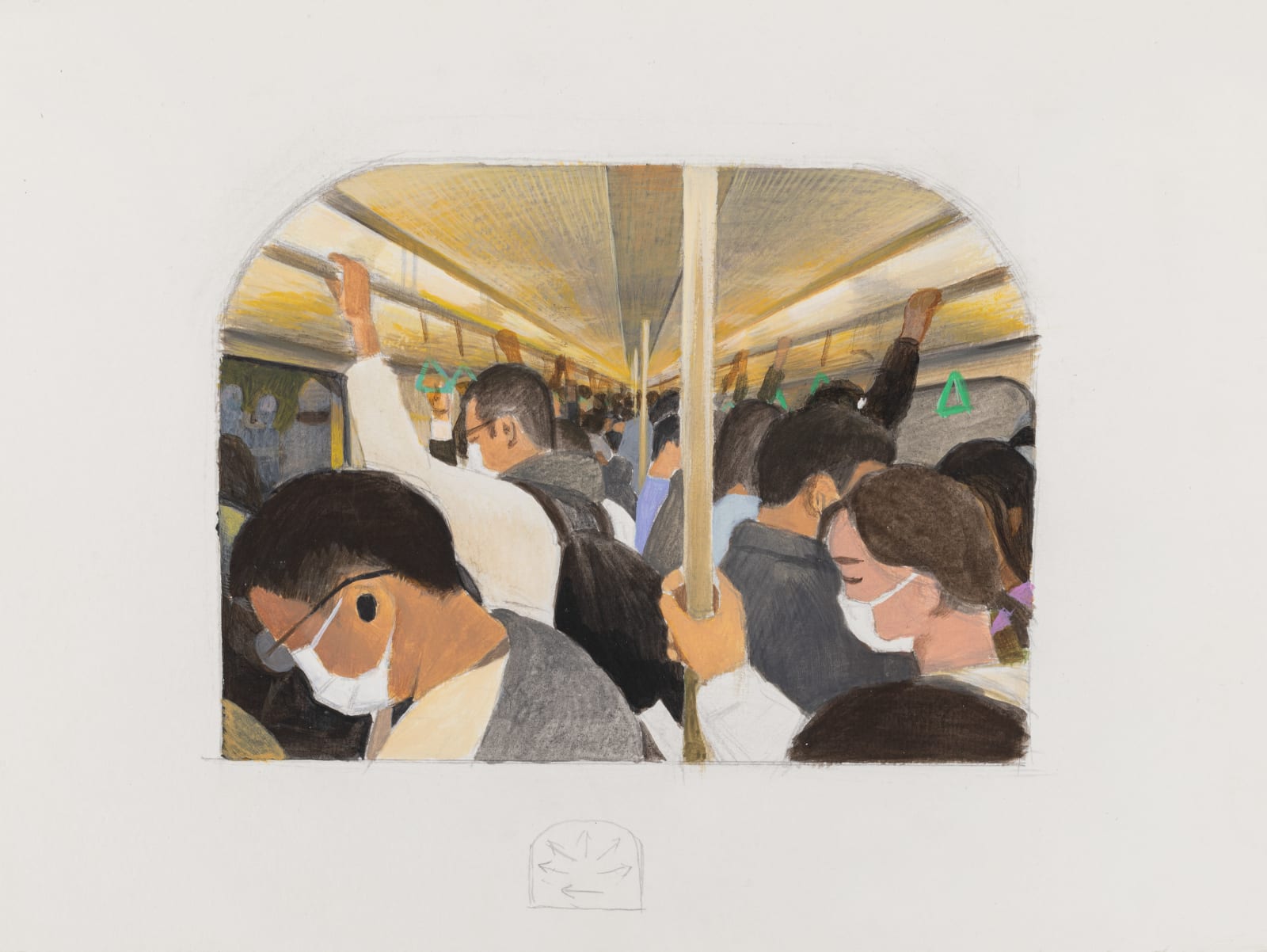 张安 ZHANG An, 地铁(草图) In the Subway (drawing), 2021