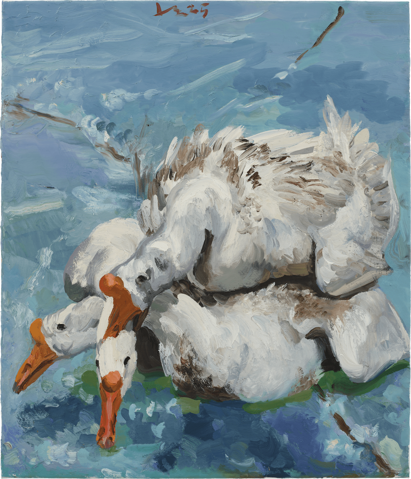 劉小東 LIU Xiaodong, 三鵝戲冰 Three Geese Playing on the Ice, 2025