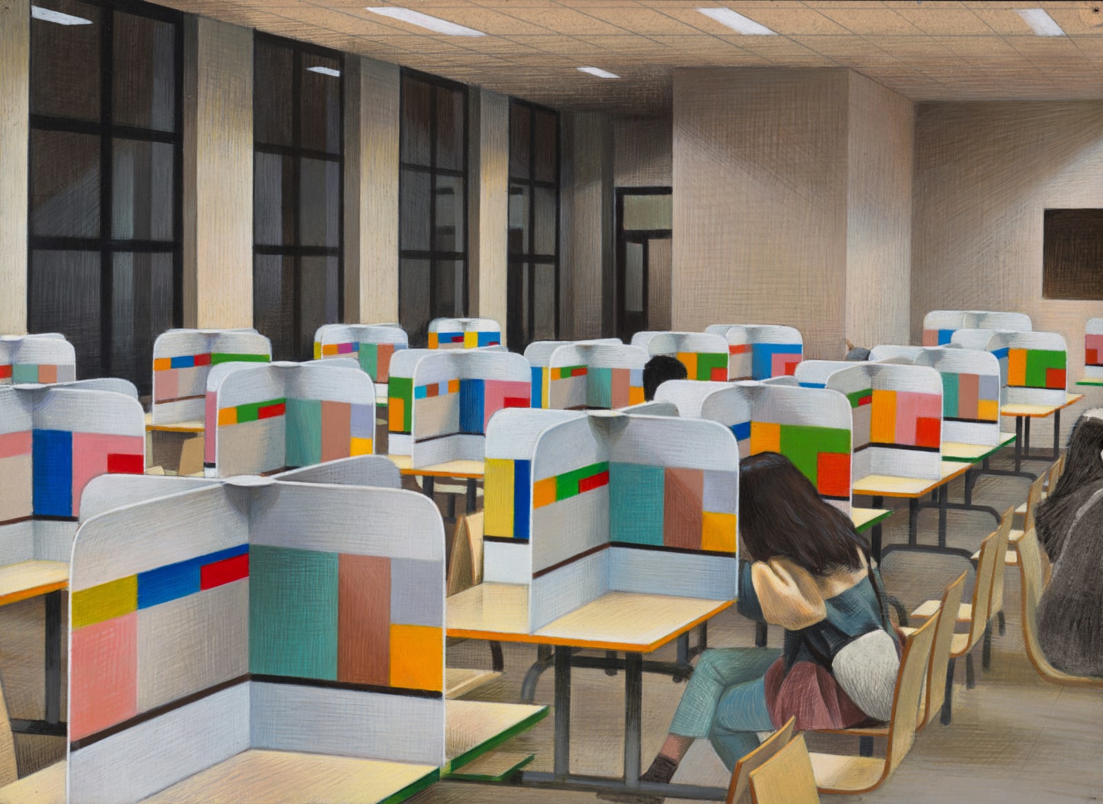 張安 ZHANG An, 《疫情期間的食堂》色彩小稿之二"Canteen during the Epidemic" Color Sketches 2, 2020