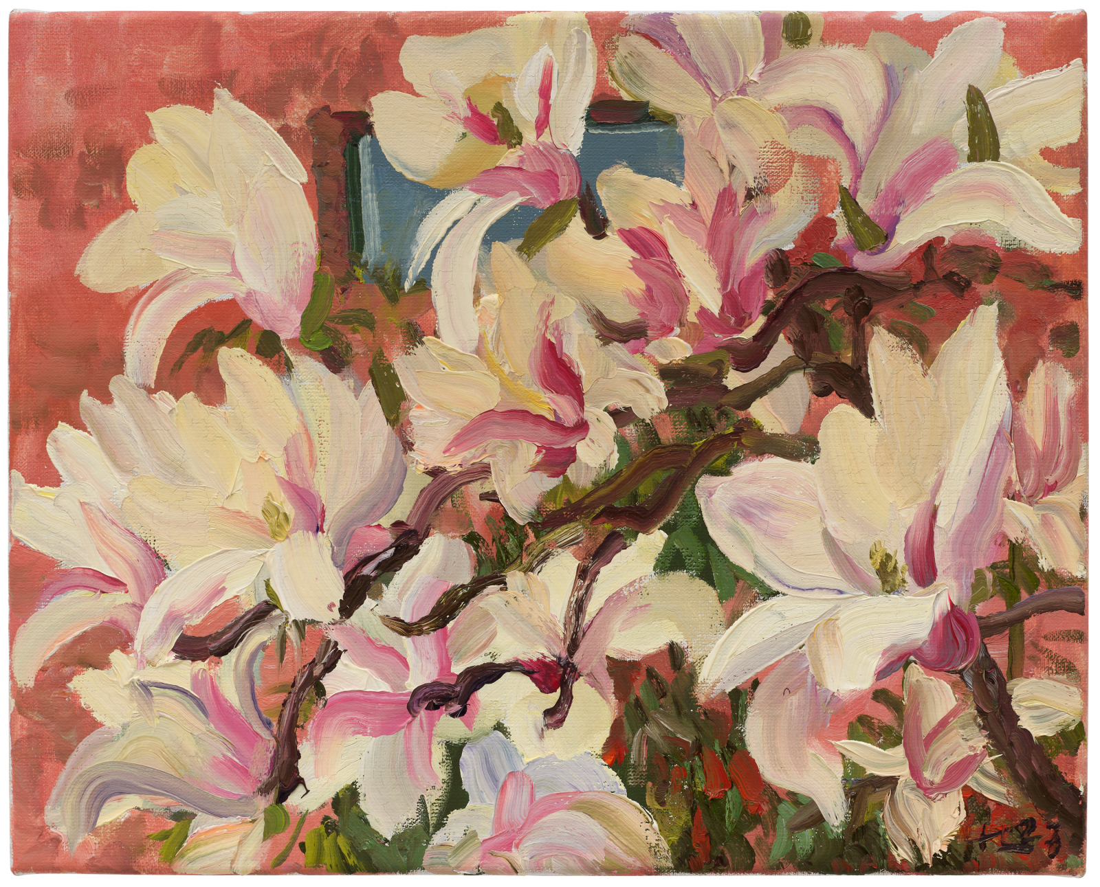 刘小东 LIU Xiaodong, 怒放玉兰 Blooming Magnolias, 2023