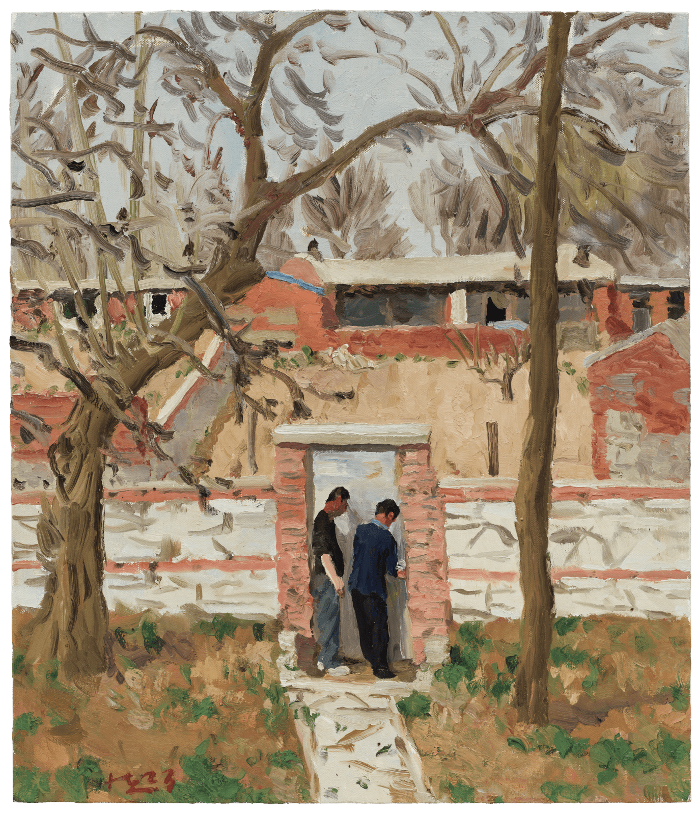 刘小东 LIU Xiaodong, 哥哥修锁 Elder Brothers Fixing a Lock, 2023