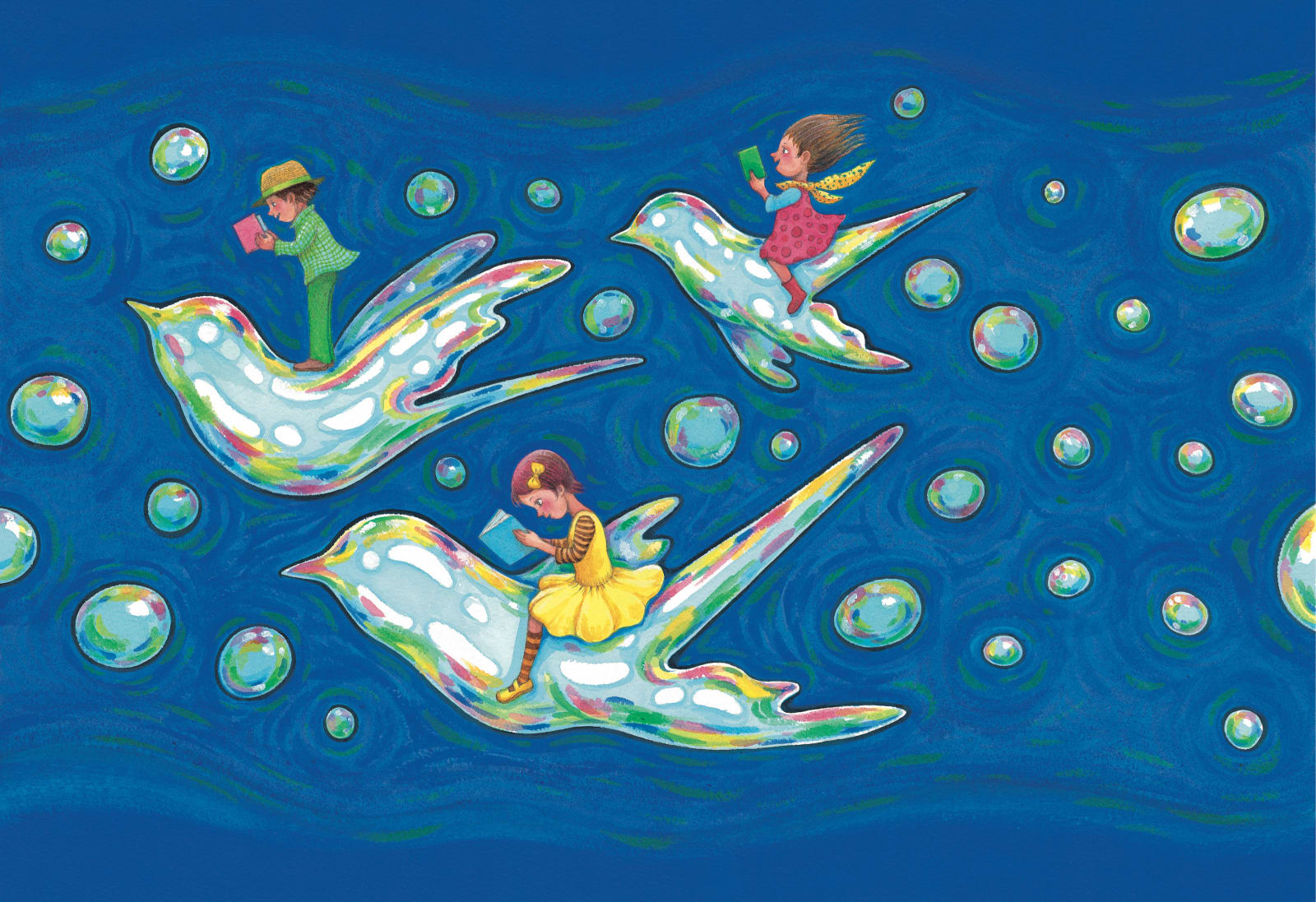 幾米 Jimmy Liao, 乘著閱讀的翅膀 On the Wings of Books, 未紀年 n.d.