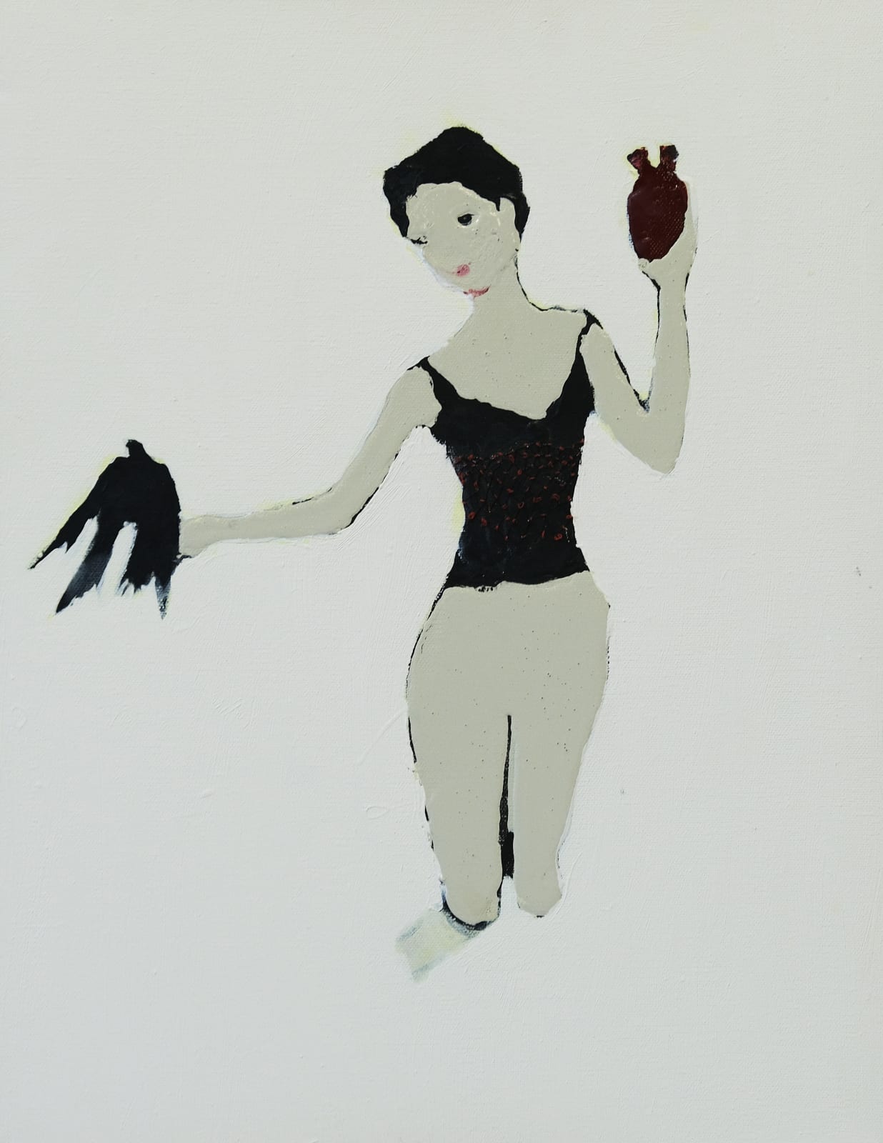 Catherine Welshman, Untitled (girl with bird and heart), 2022