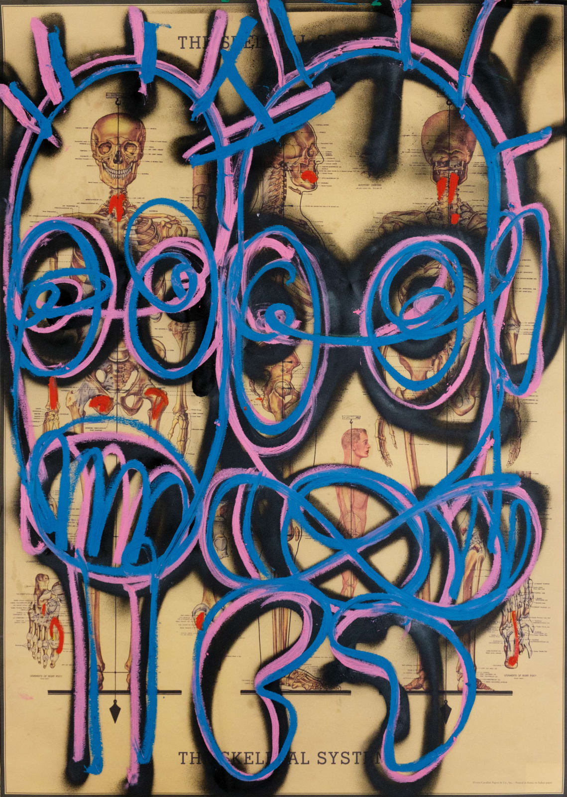 Aboudia, Anatomie double visage bleu et rose, 2022