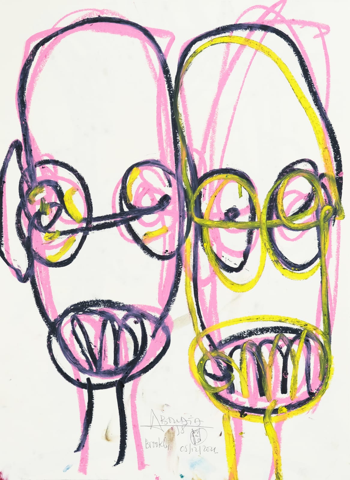 Aboudia, Les Jumeaux Rose Et Jaune, 2021