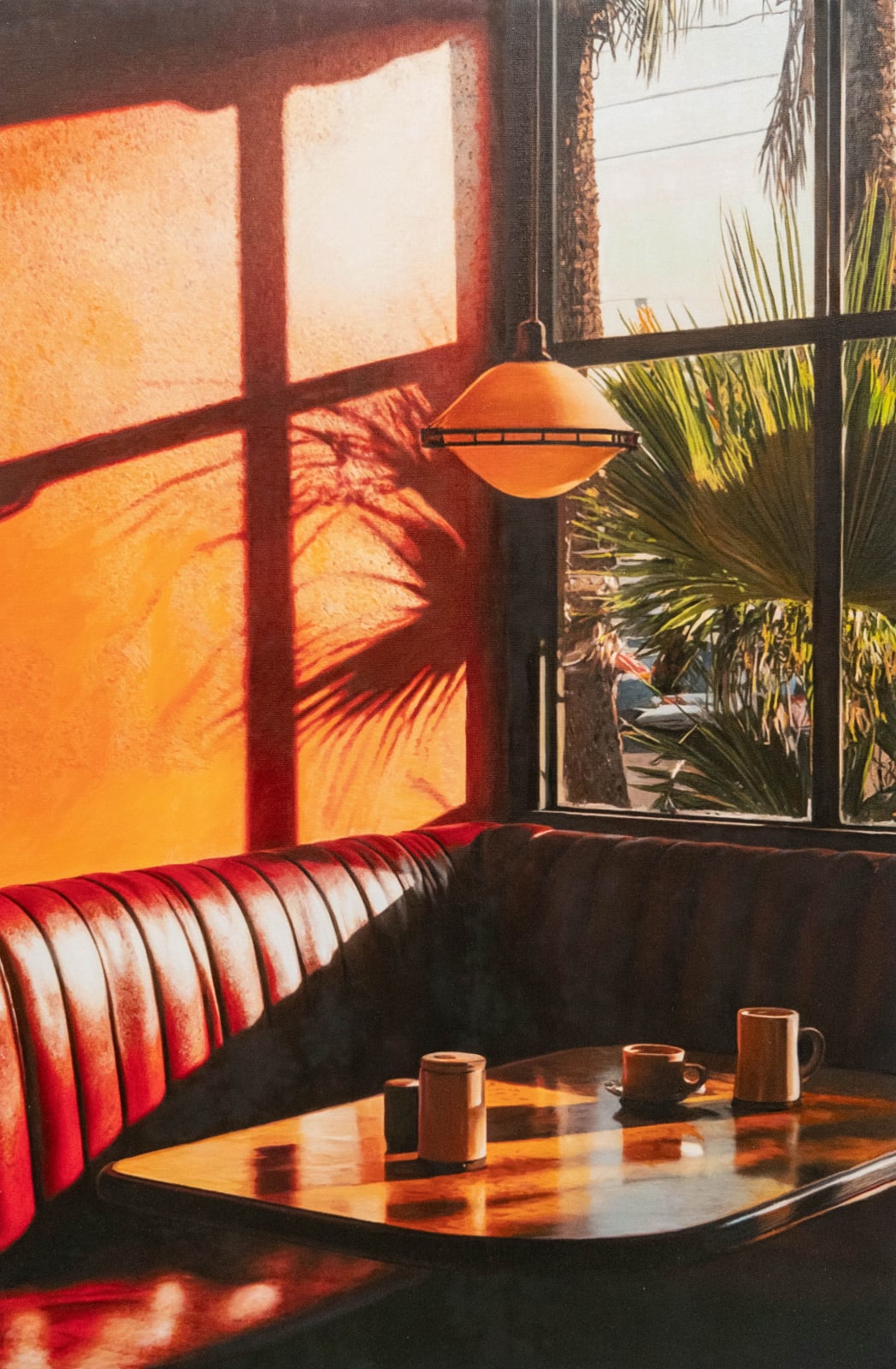 Yigal Ozeri, Orange Wall and Yellow Booth Diner, 2025