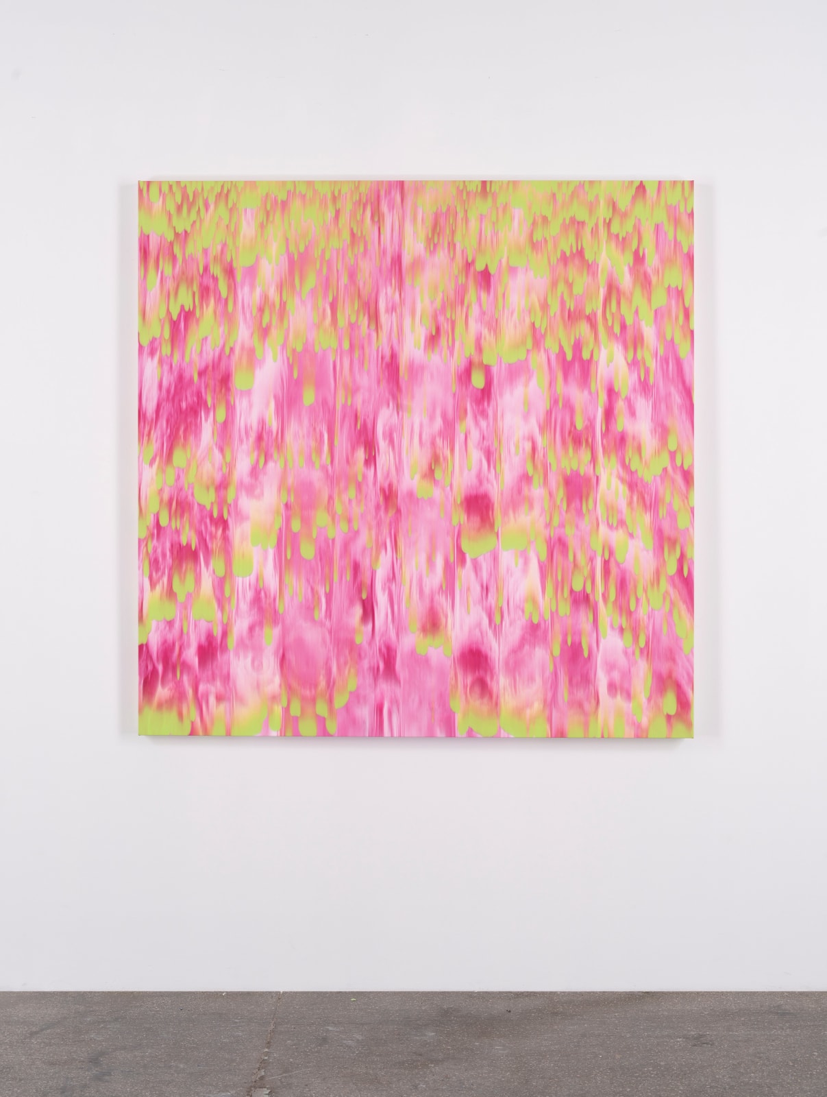 Stanley Casselman, Untitled (lime green over pinks LP22Y4), 2022