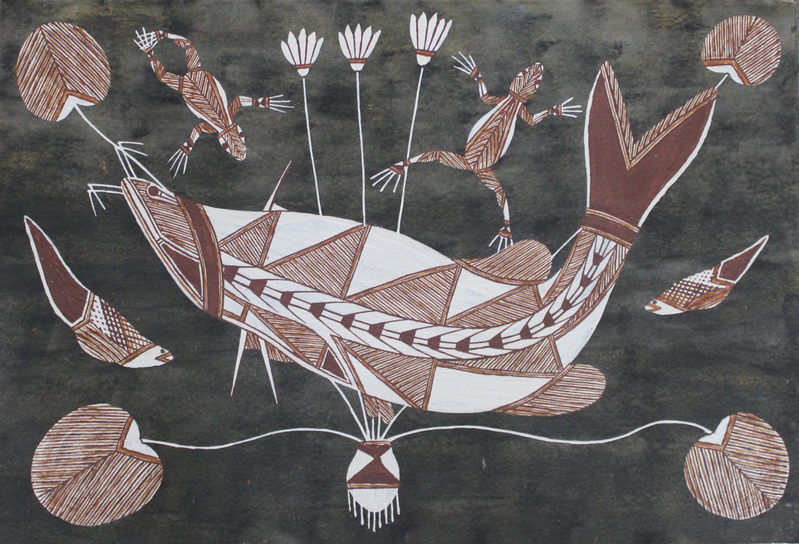 Graham Badari, Manmakkawarri (Catfish) and Kodbolbork (Green Frog), 2019