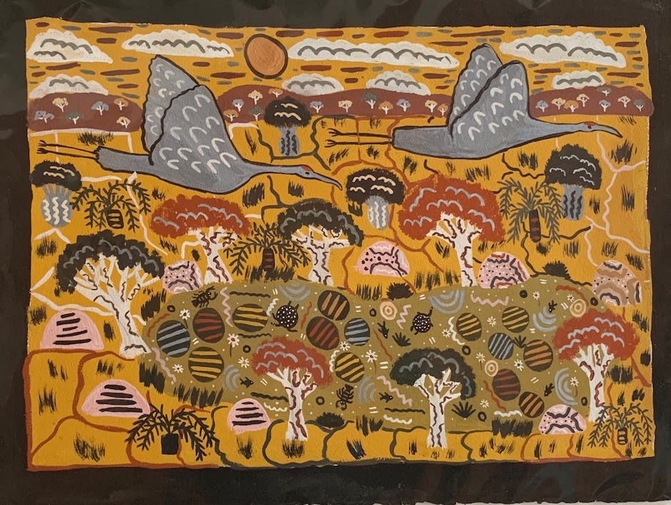Betty Bundamurra, Two Brolgas and the flood, 2014