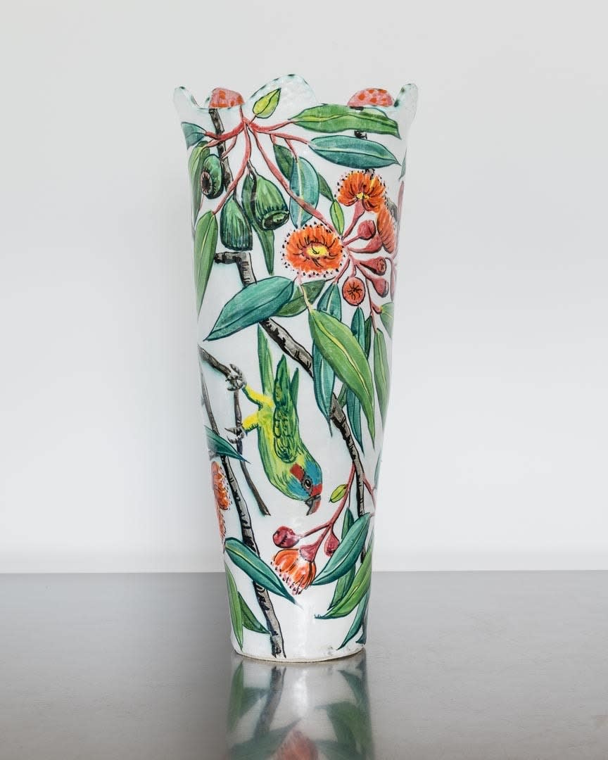 Fiona Hiscock, Musk Lorikeets and Ficifolifolia Vessel, 2022