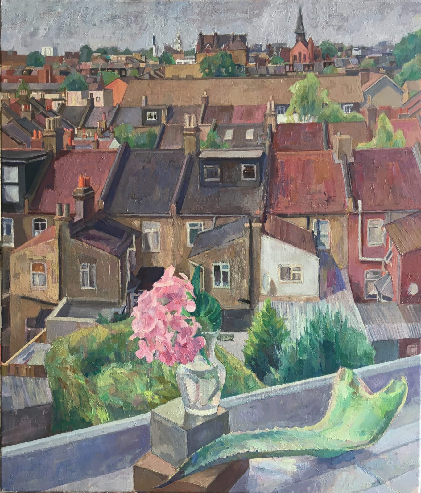 Rossen Daskalov, Still life with rooftops and aloe vera, 2020