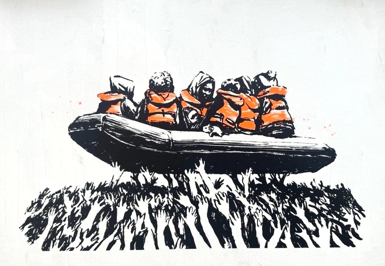Banksy, Migrant Boat, No Human is Illegal