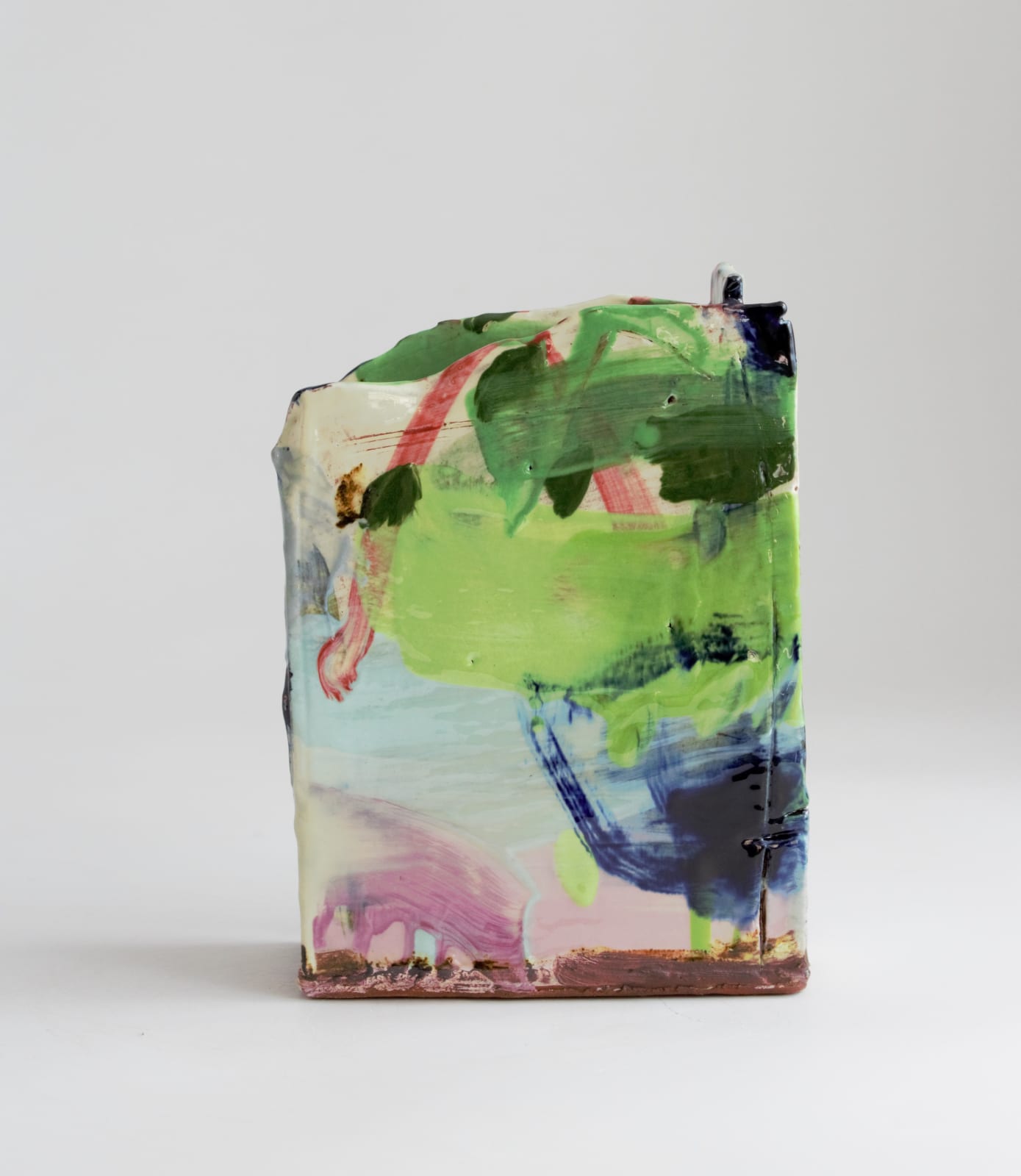 Barry Stedman, Slab Vessel - Green & Pink, 2024
