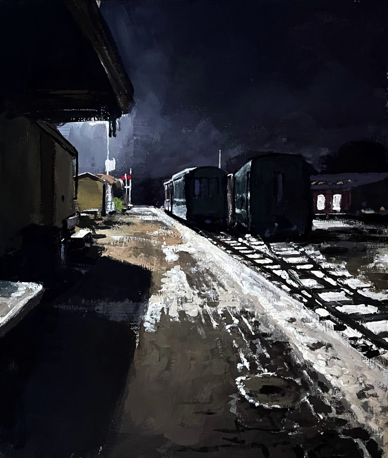 Matthew Wood, The Welshpool & Llanfair Light Railway, Llanfair Caereinion | Platform at Night I, 2025