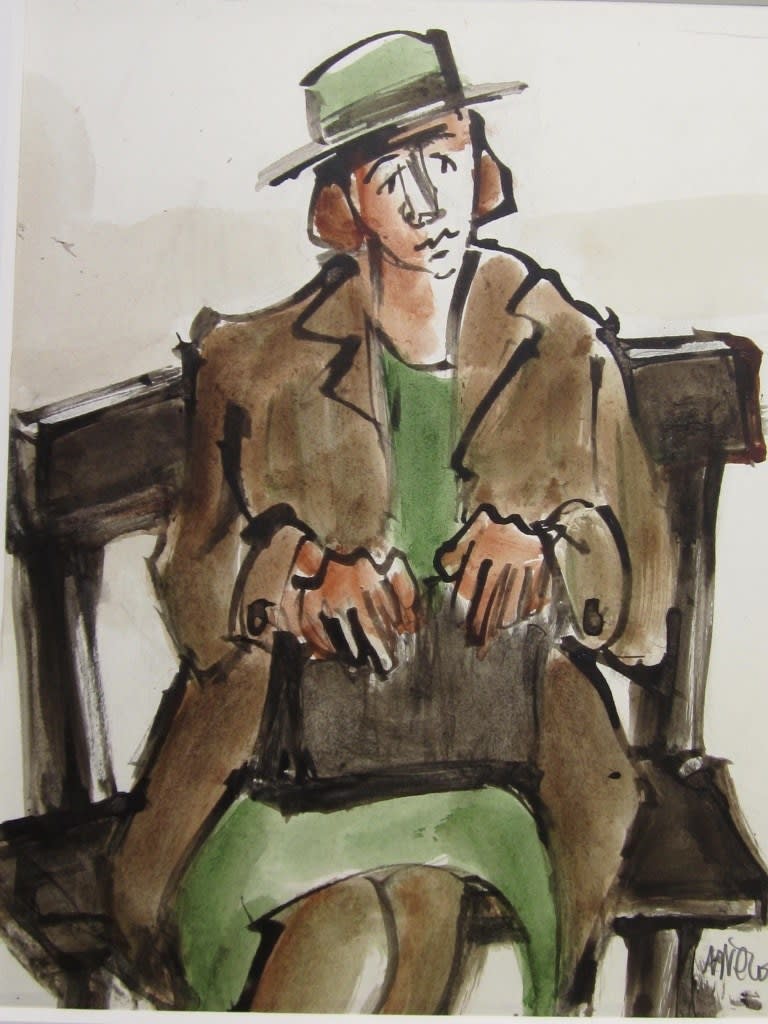 Mike Jones 1941 - 2022, Lady Seated, Green Hat