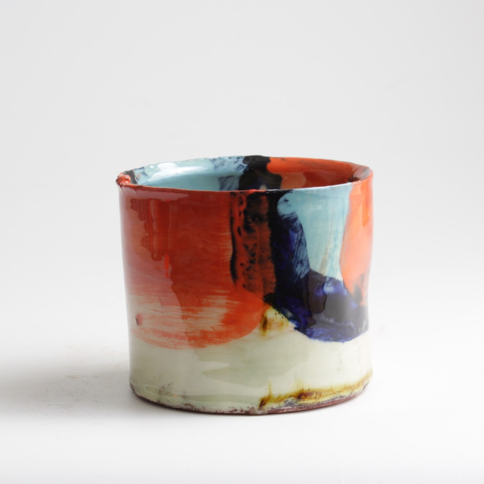 Barry Stedman, (I) Thrown Altered Vessel with Orange & Blue I, 2025