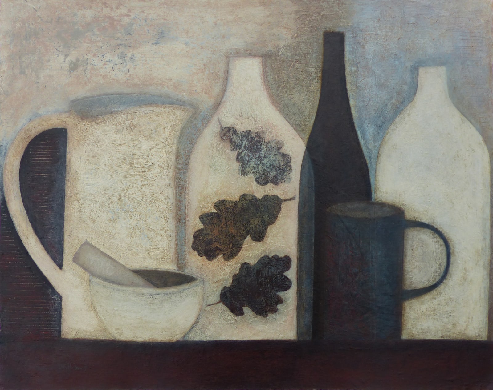 Vivienne Williams, Six Vessels with Oak Leaves, 2024