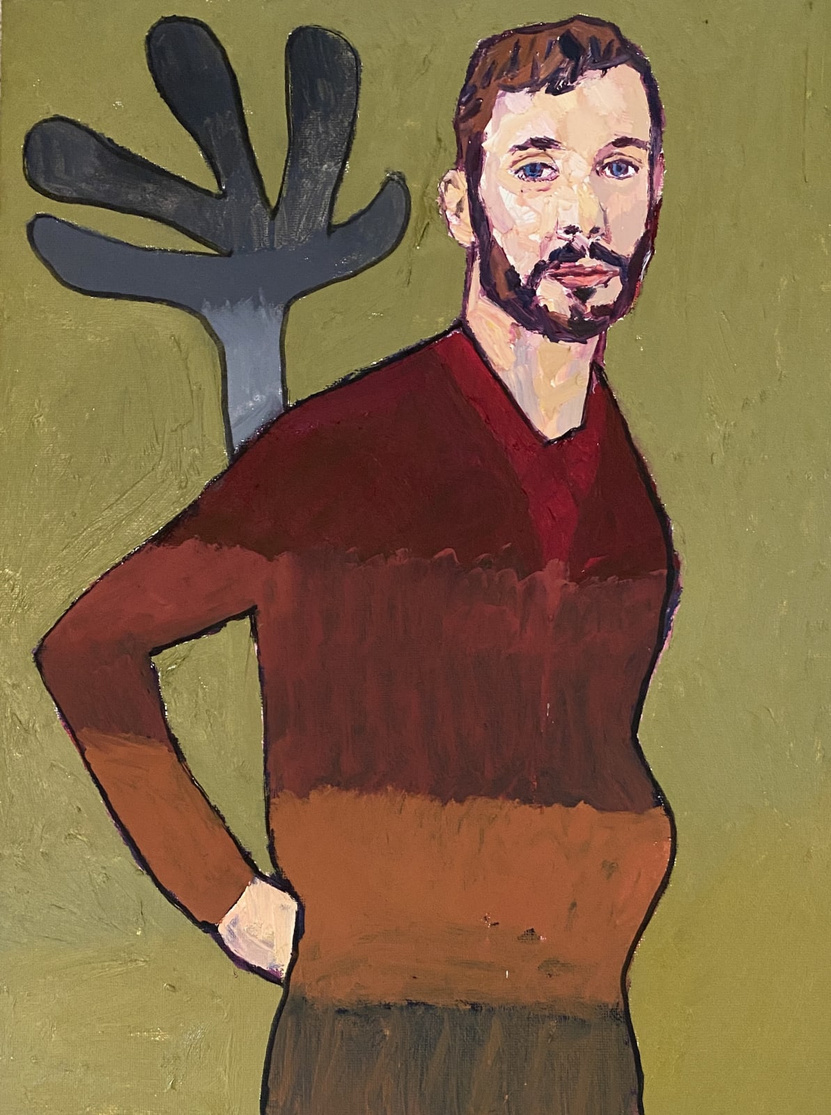 Meirion Ginsberg, Dyn Barfog mewn Marŵn | Bearded Man in Maroon, 2025
