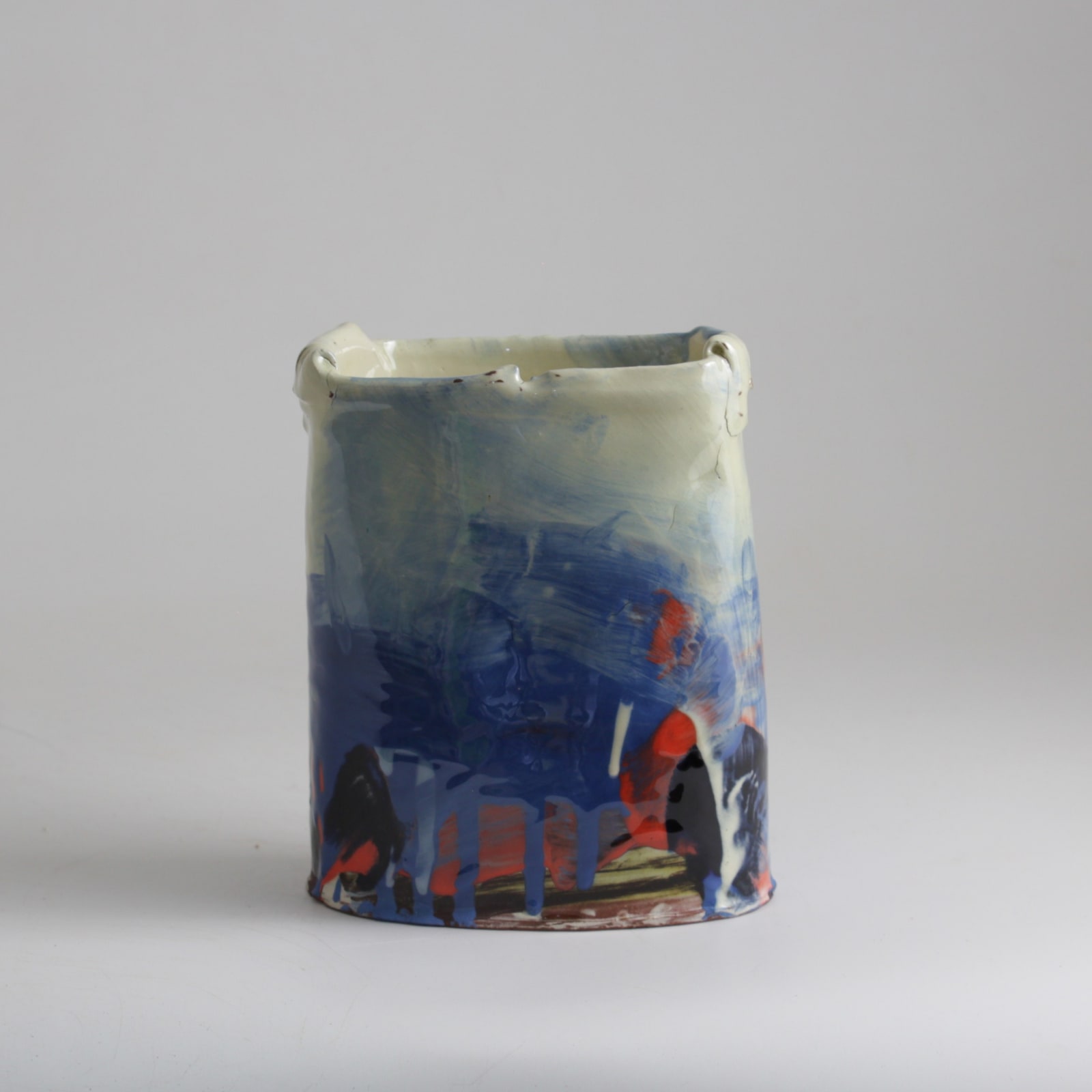 Barry Stedman, Thrown Altered Vessel with Blue & Orange I, 2025