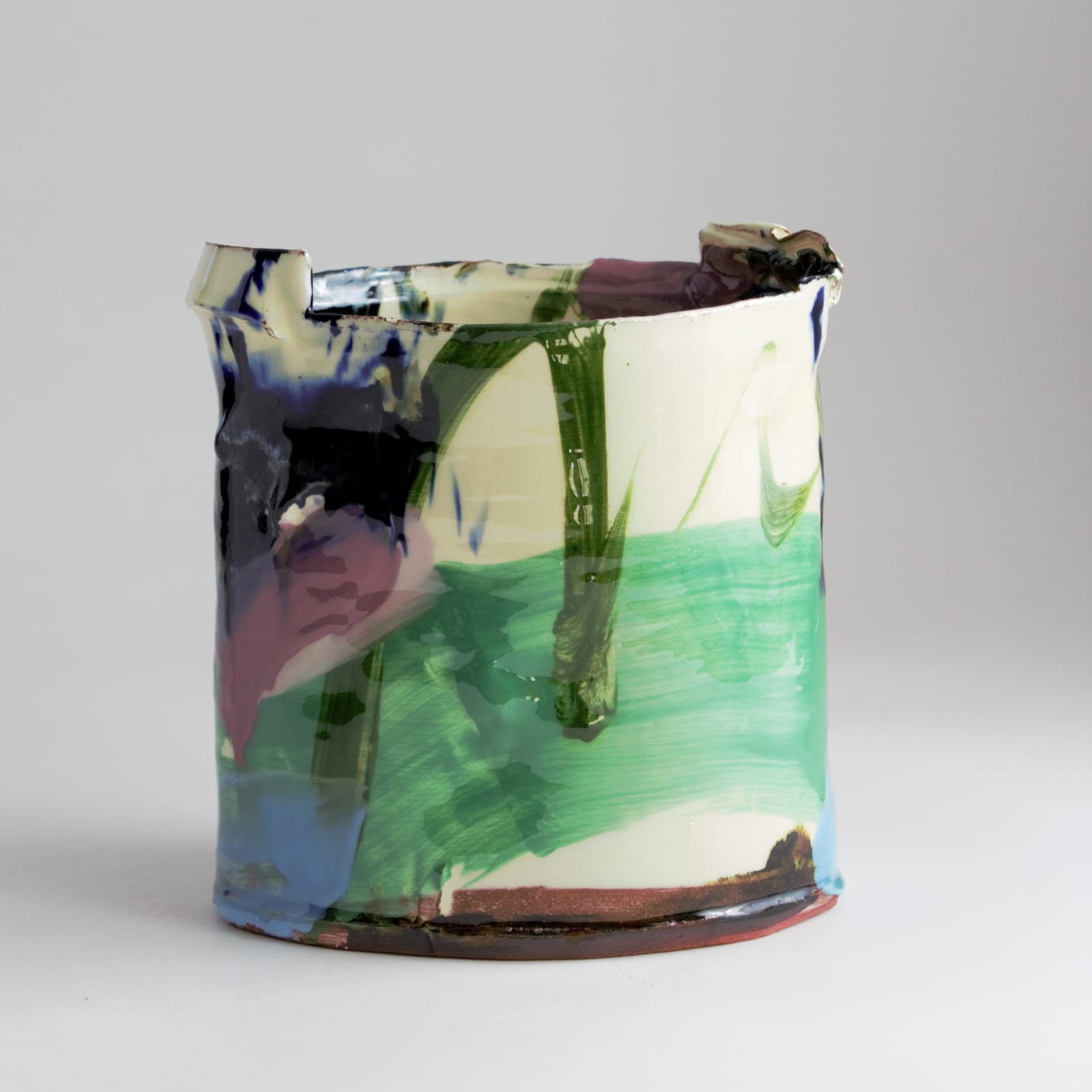 Barry Stedman, Thrown Altered Vessel with Blue, Green & Pink I, 2024