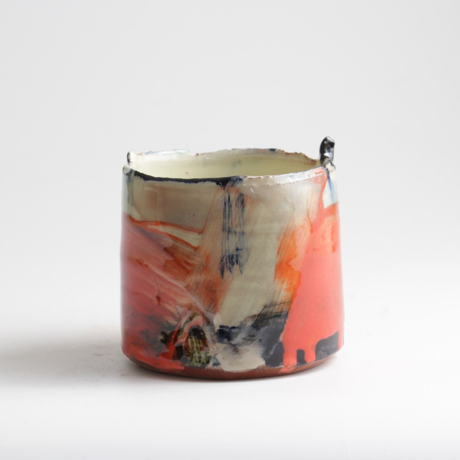 Barry Stedman, (J) Thrown Altered Vessel with Orange & Blue II, 2025