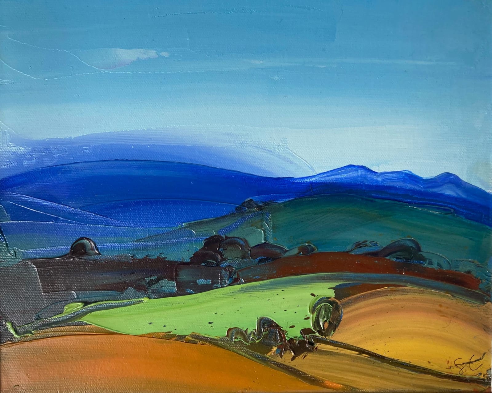 Sarah Carvell, Hiraethog View, distant Blue, 2023