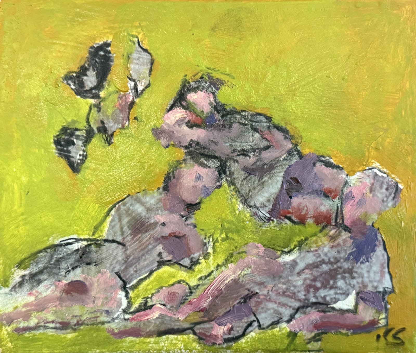 Kevin Sinnott, Three Figures and Chickens, 2024