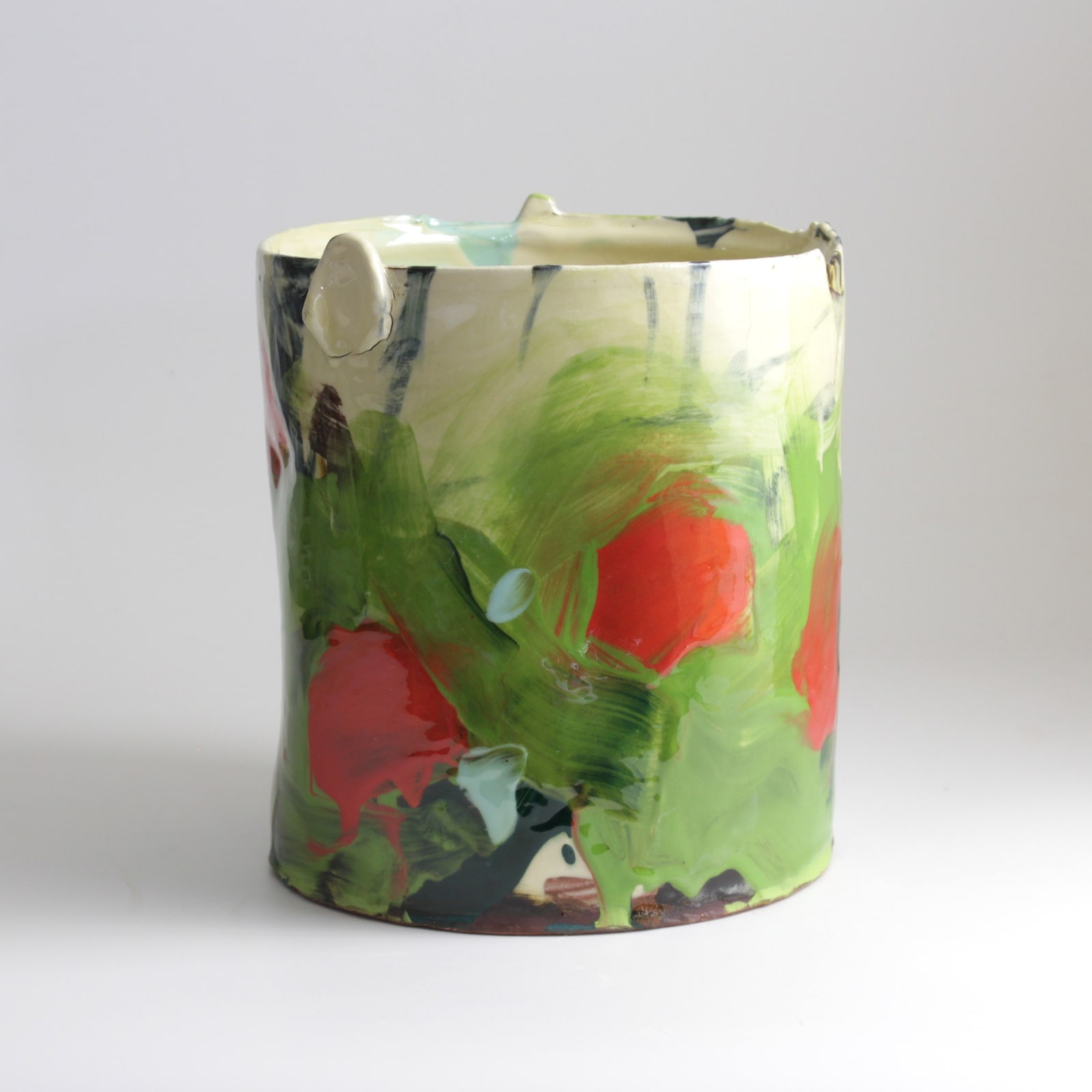 Barry Stedman, Thrown Altered Vessel with Green & Orange III, 2025