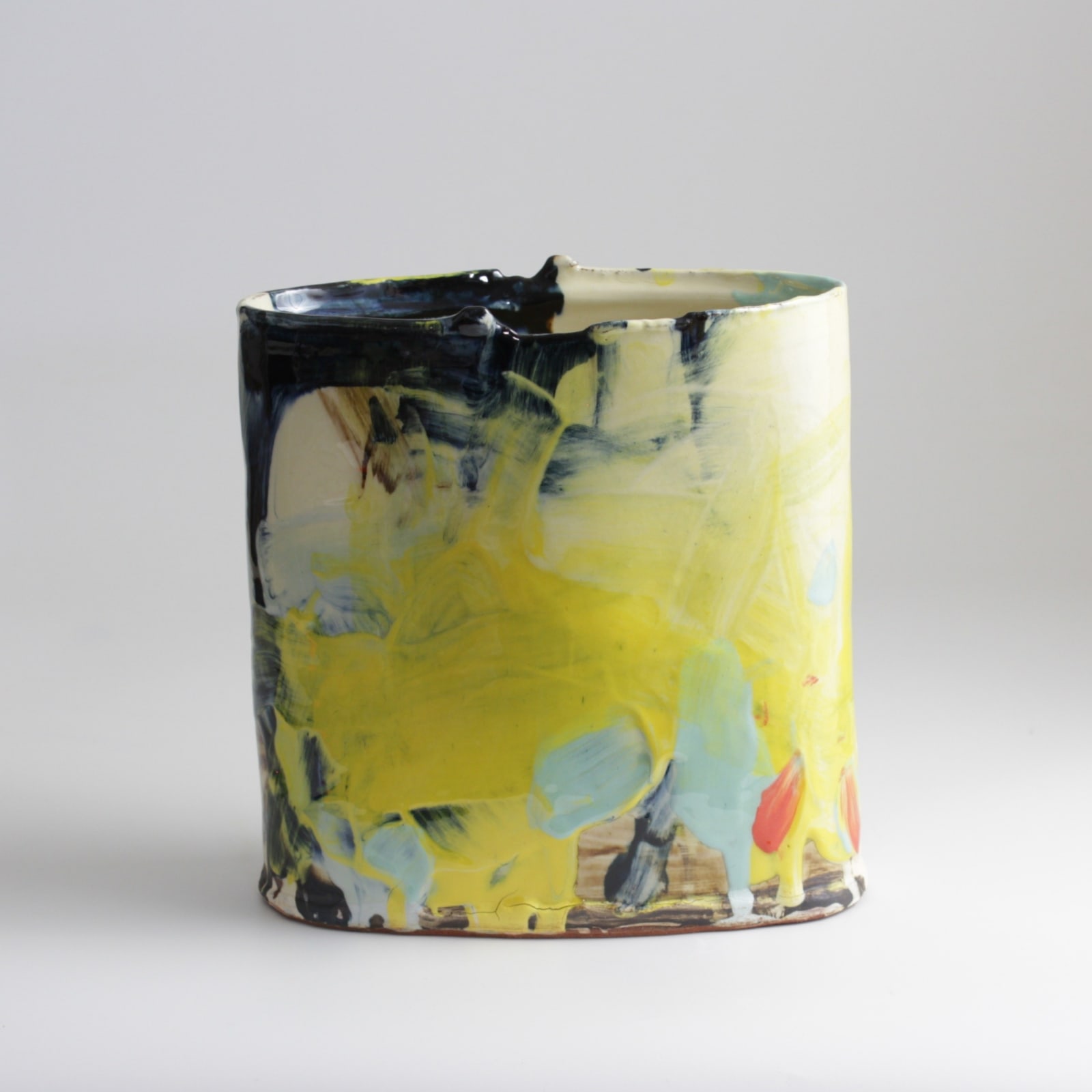 Barry Stedman, Thrown Altered Vessel with Blue & Yellow IV, 2025