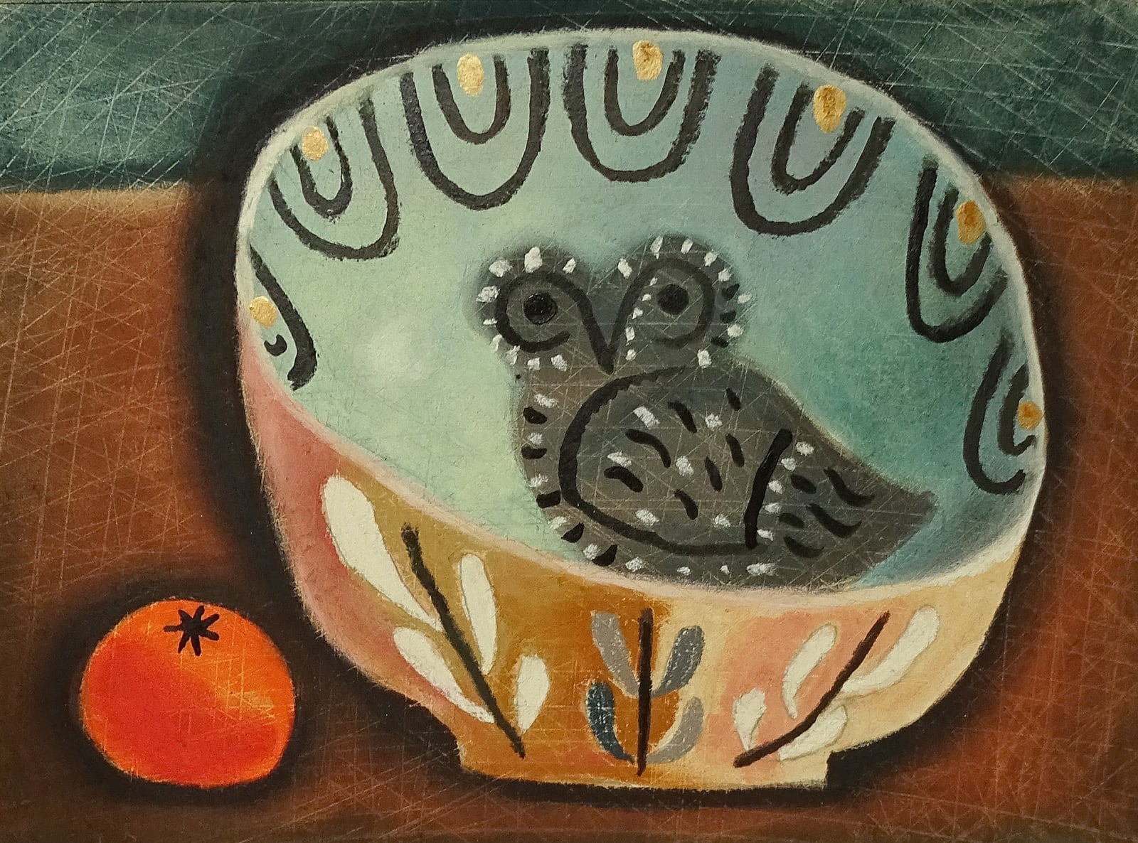 Susan Gathercole, Owl Dish and Tangerine, 2024
