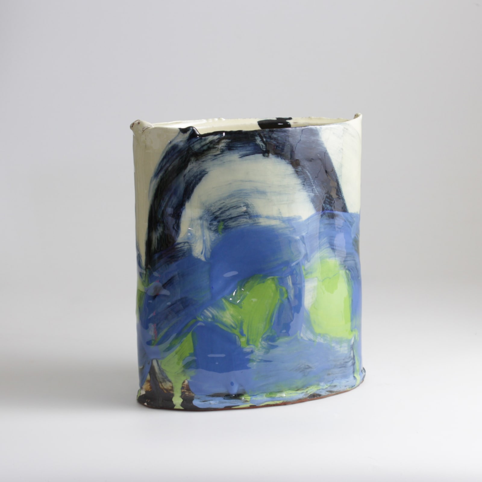 Barry Stedman, Thrown Altered Vessel with Blue & Green III, 2025