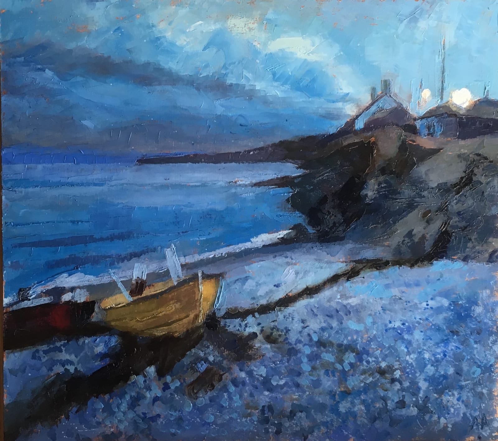 Anne Aspinall, Moelfre, Boats at Dusk